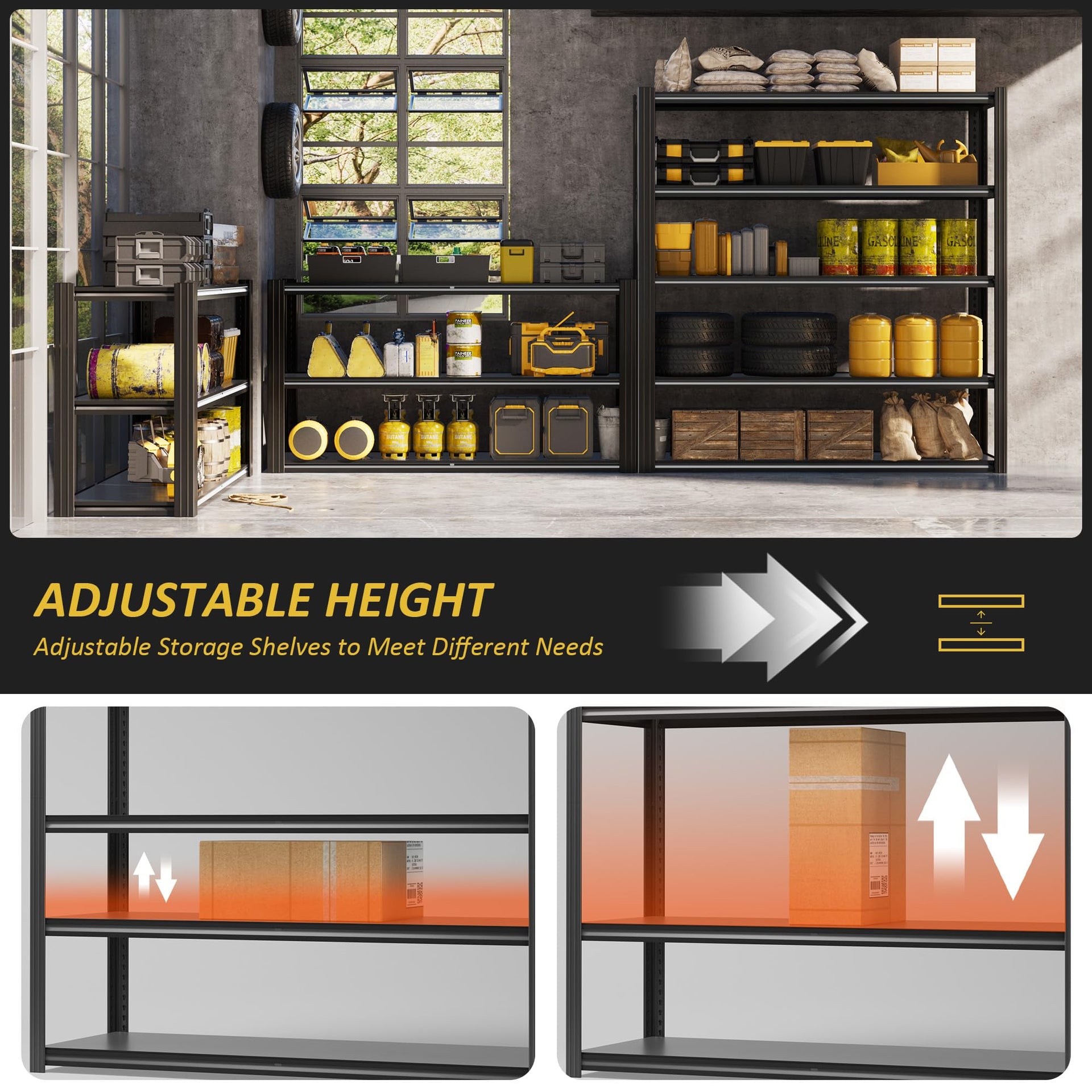 48" W Garage Shelving Heavy Duty 5 Tier Storage Shelf 3030LBS