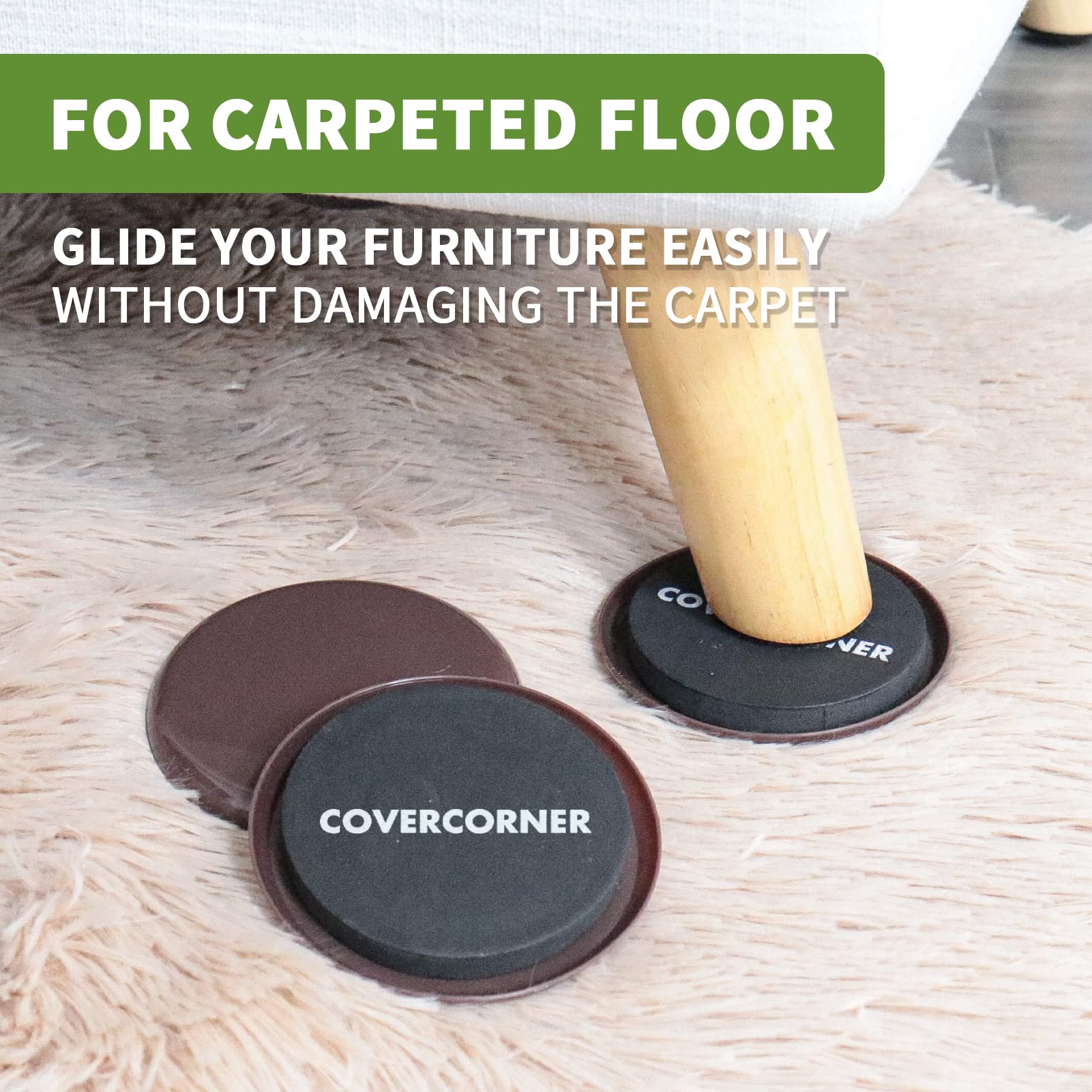Furniture Sliders for Carpet 8 PCS (8 Count)