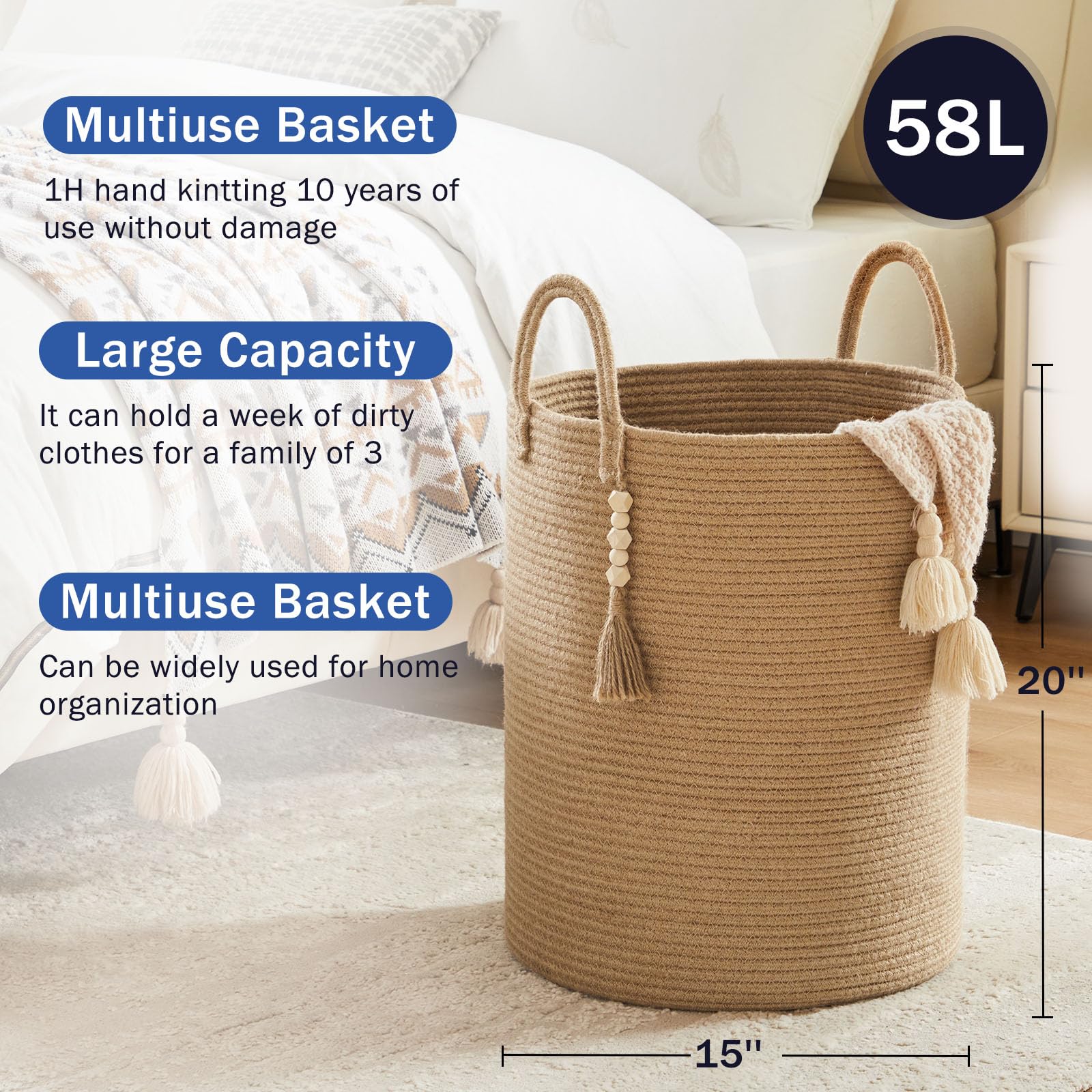 Jute Rope Laundry Hamper