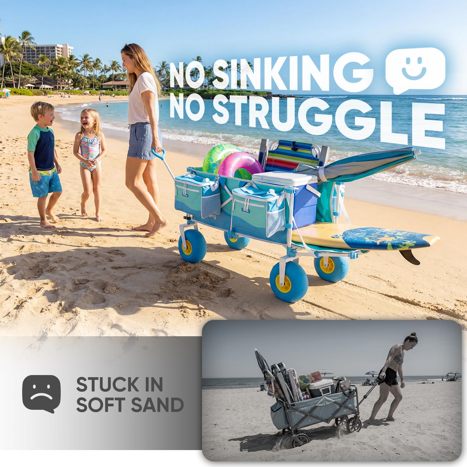 Heavy Duty Beach Wagon with 9" Big Sand