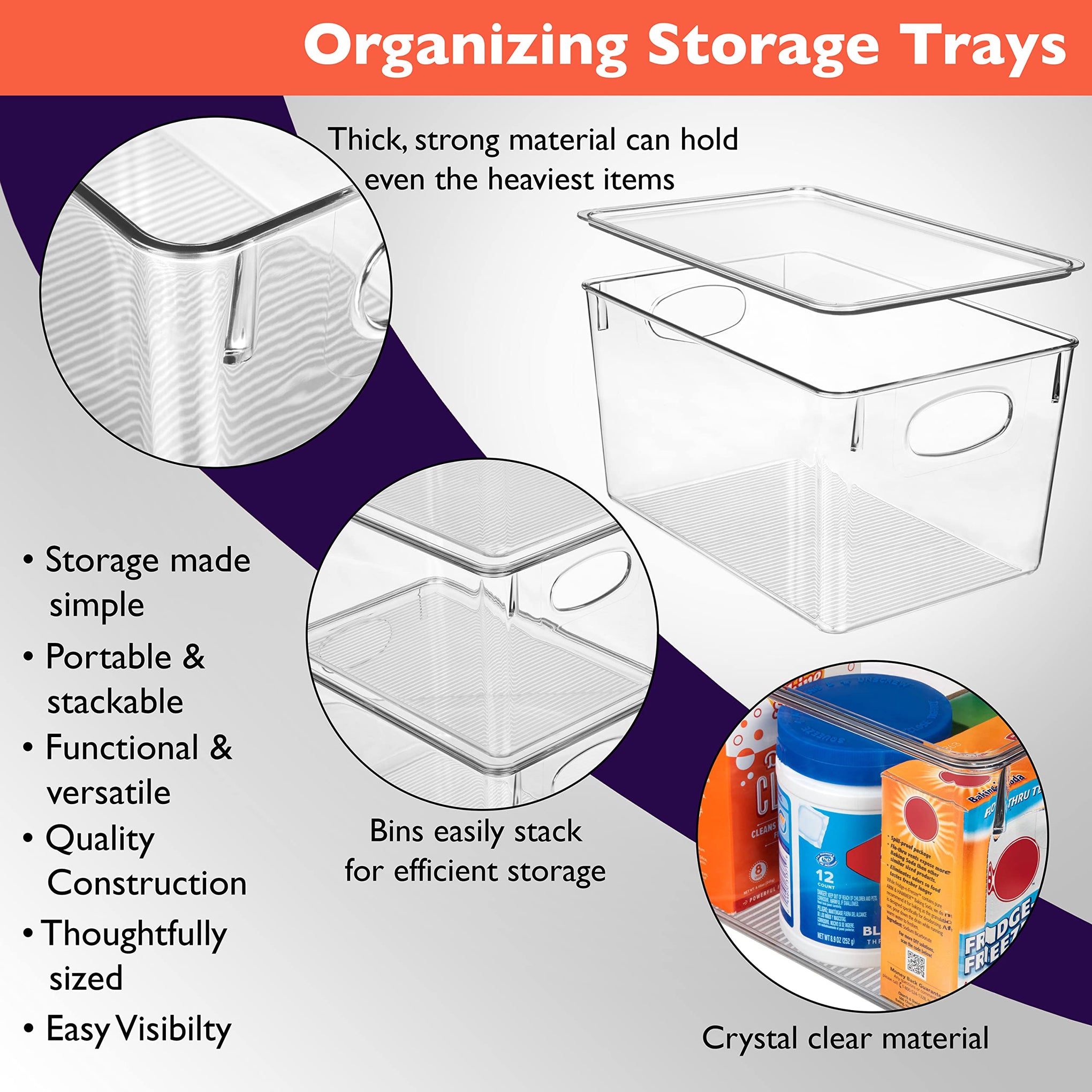 Plastic Storage Bins With lids (8 Count)