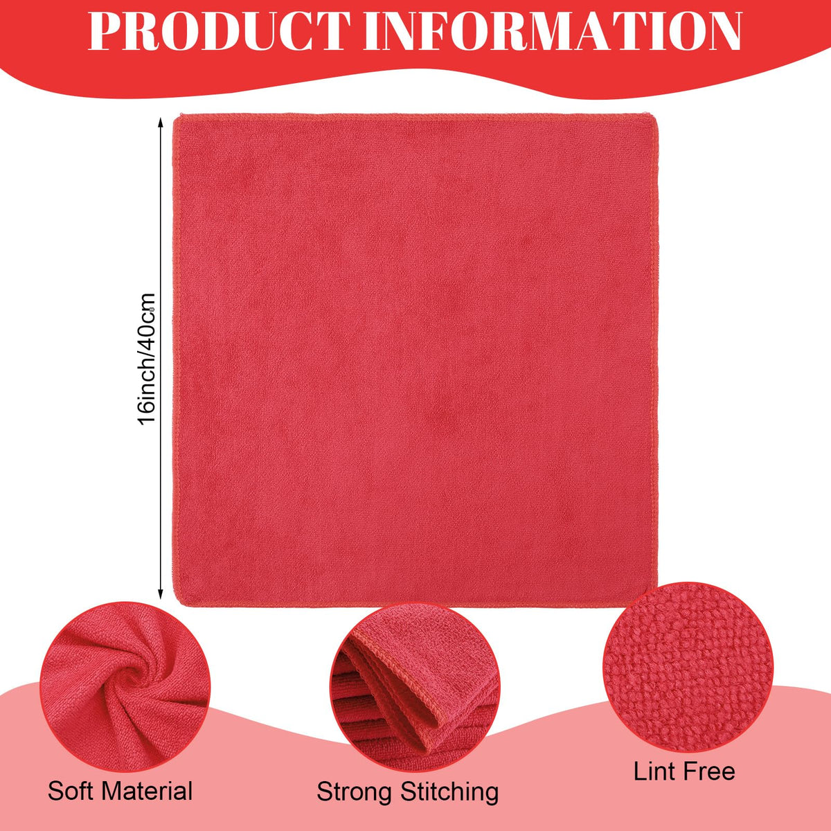 60 Pcs Microfiber Cleaning Cloths for Cars 16 x 16 Inch Ultra Absorbent Car Towels Drying Reusable Cleaning Supplies House Kitchen Window Microfiber Towel (60 Count)