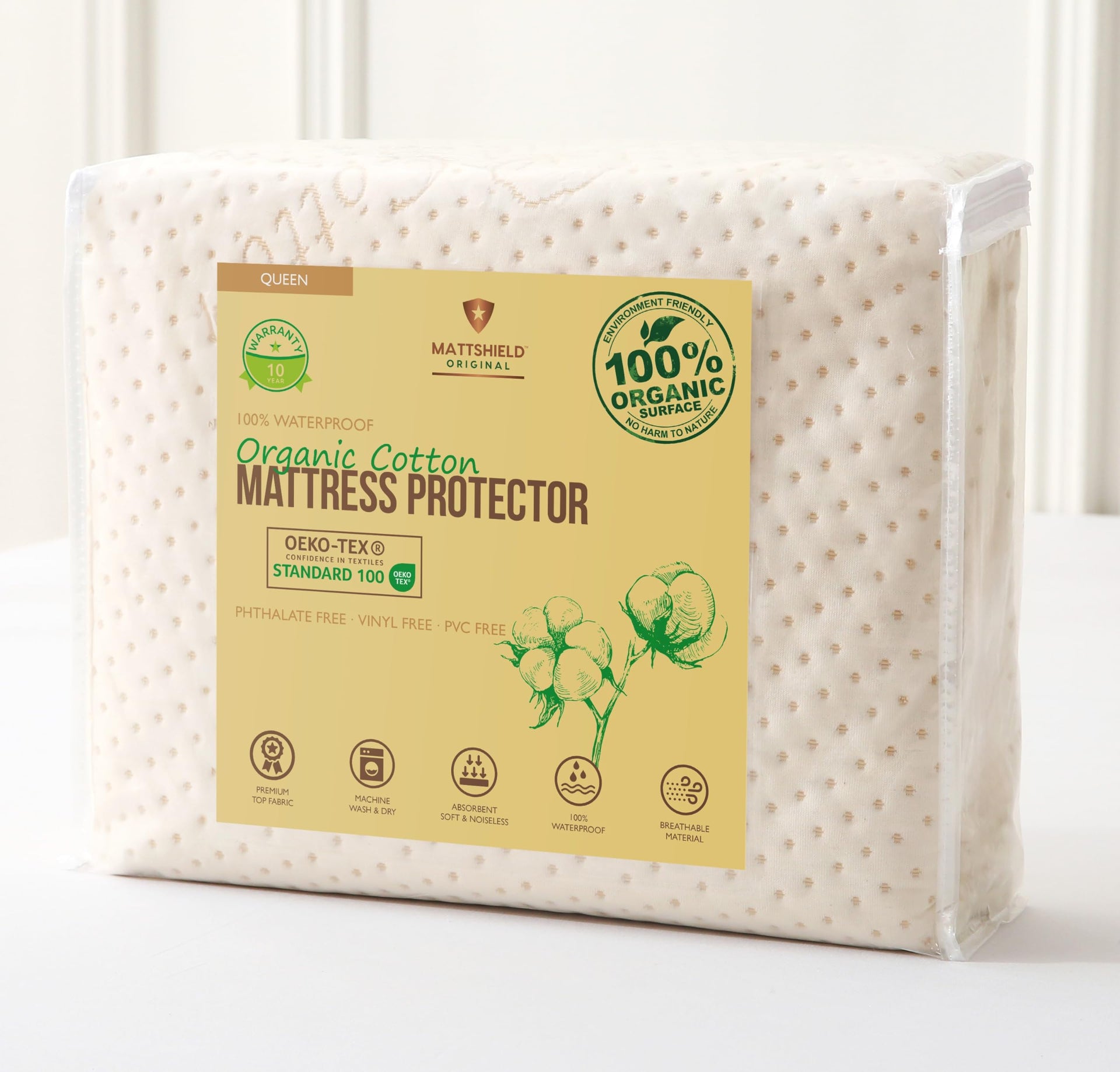 Luxury Waterproof Organic Mattress Protector Queen Size