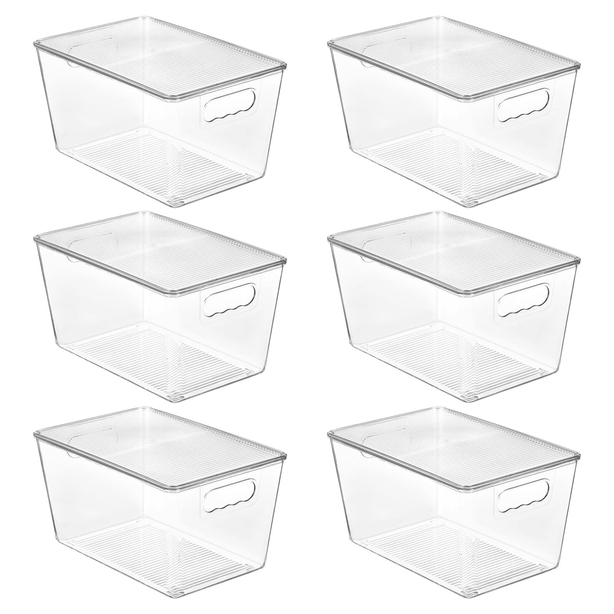 6 Pack Clear Stackable Storage Bins with Lids and Handles (6 Count)