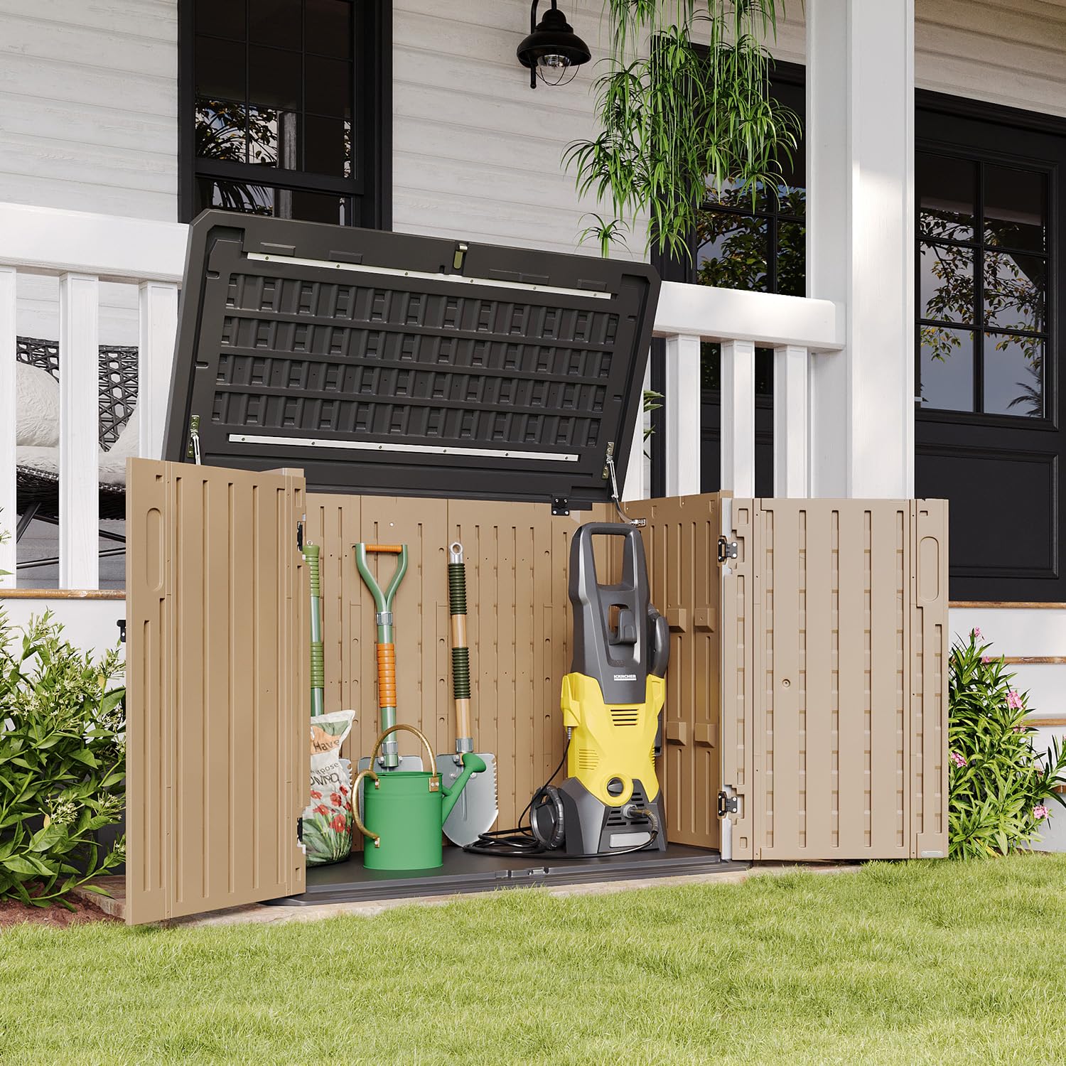 Outdoor Storage Cabinet 35 Cu.Ft Outdoor Trash Can Storage Shed