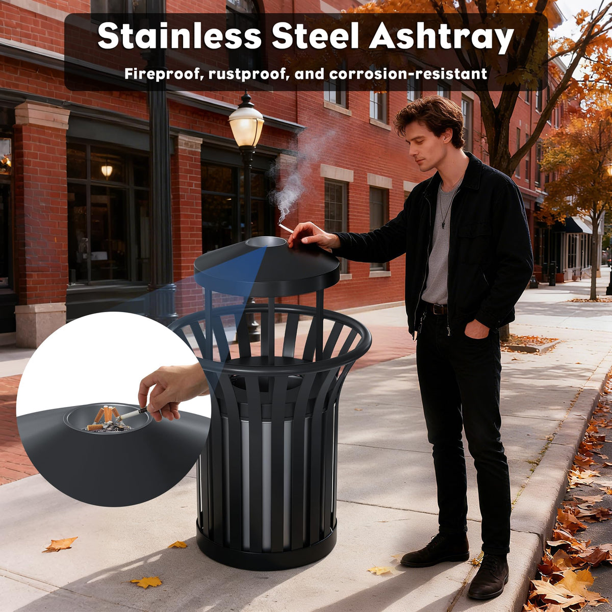 Commercial Outdoor & Indoor Metal Trash Can