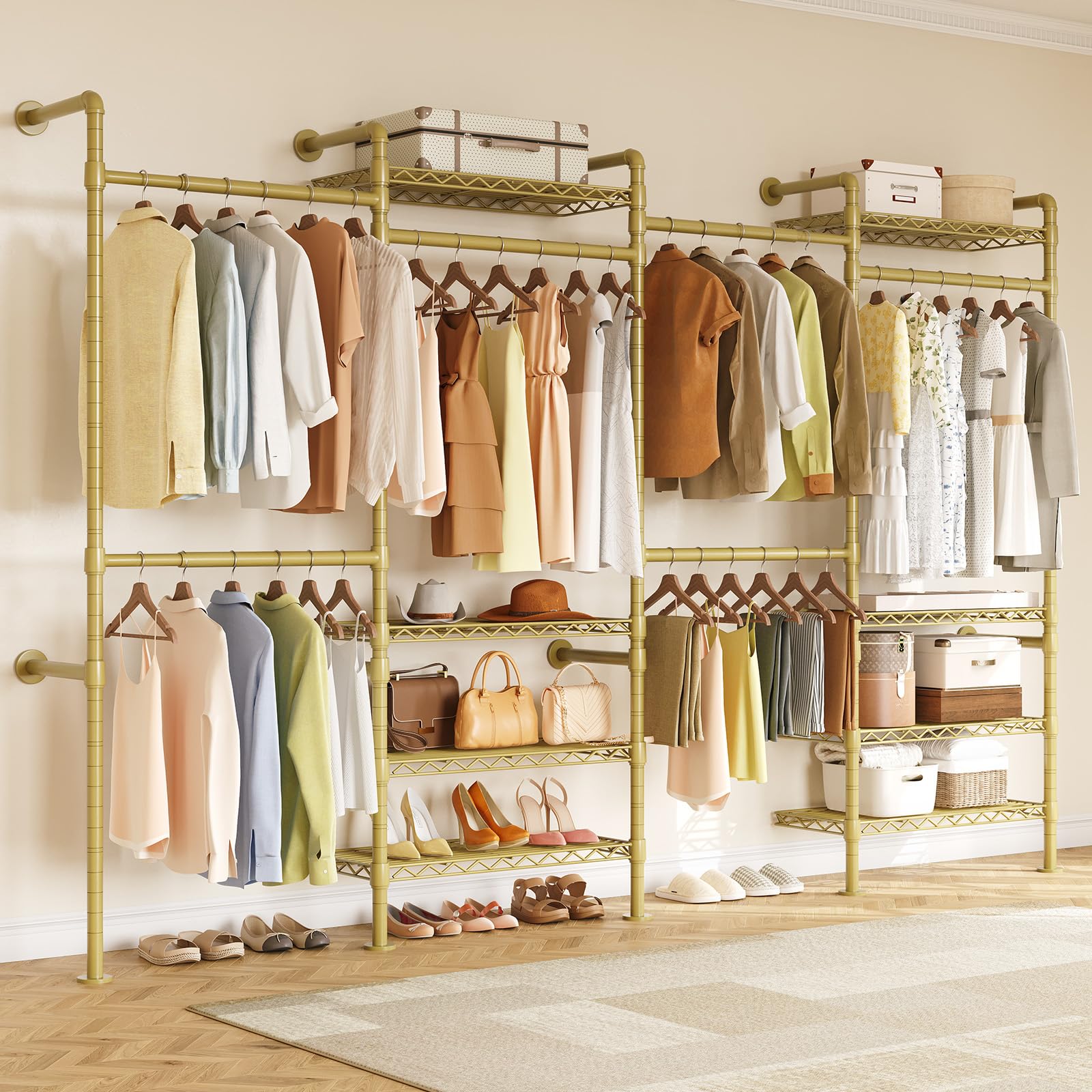 L4 Wall Mounted Heavy Duty Corner Industrial Pipe Clothing Rack