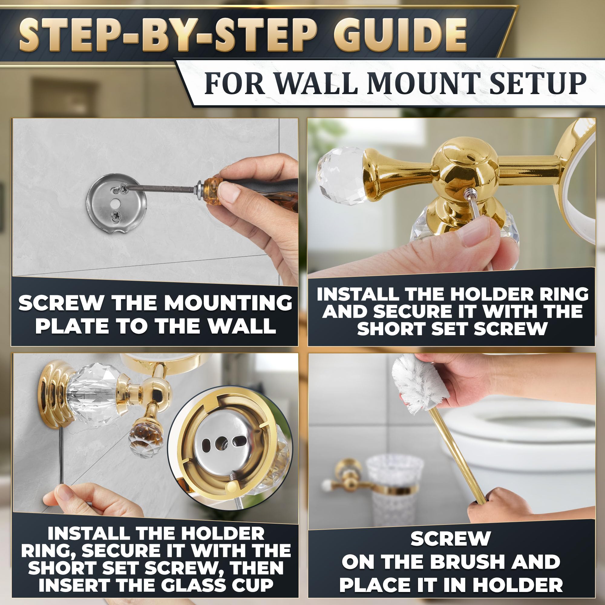 Wall Mounted Toilet Brush and Holder Set