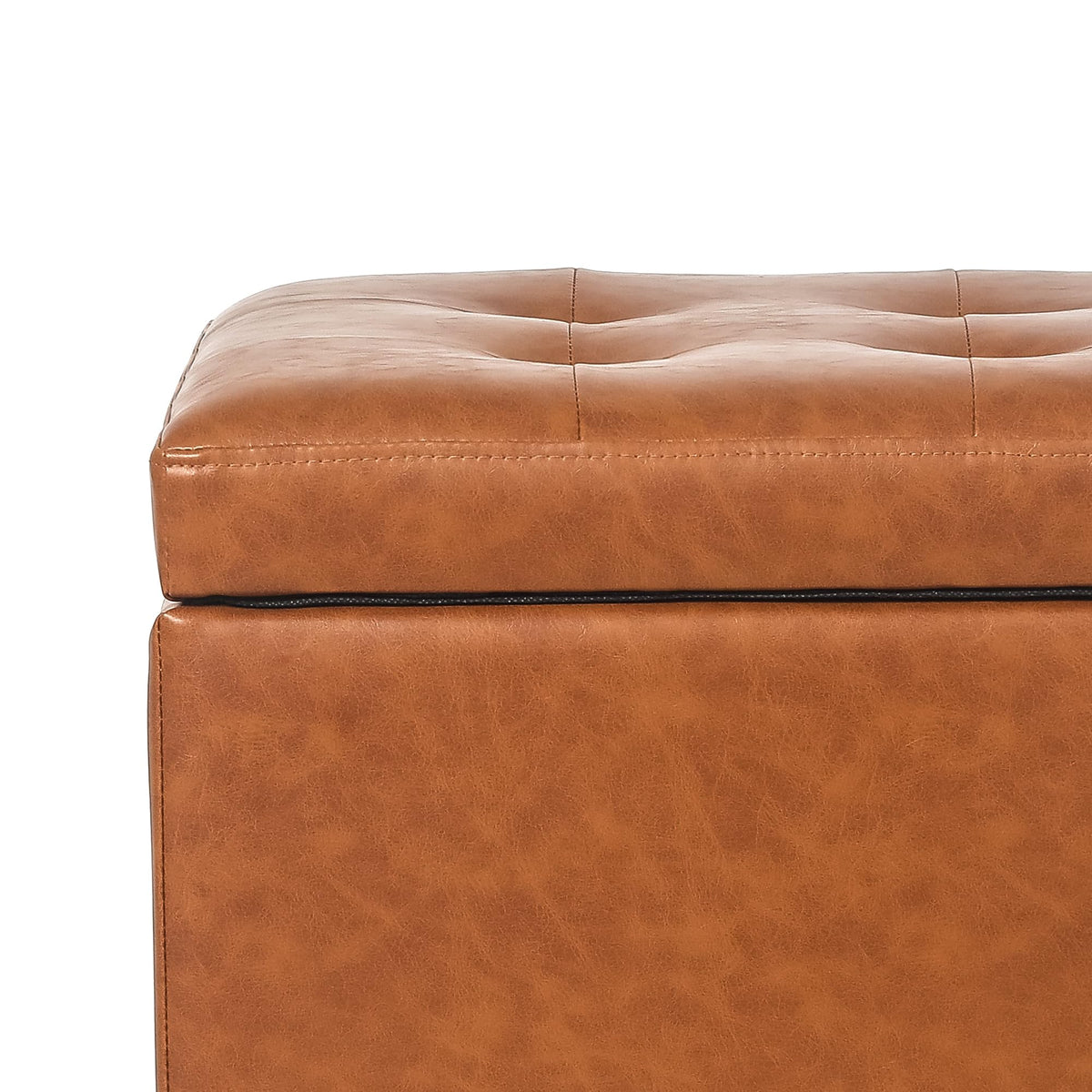17.7" Leather Cube Storage Orange Ottomans for Living Room
