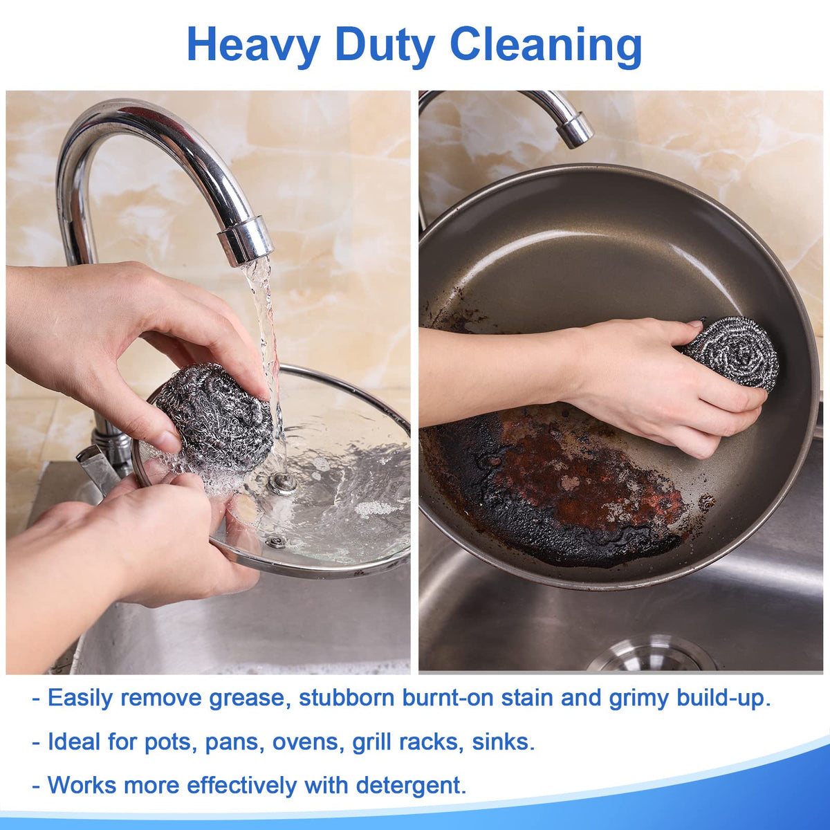 Steel Wool Scrubber for Burnt & Tough Crusts (12 Count)