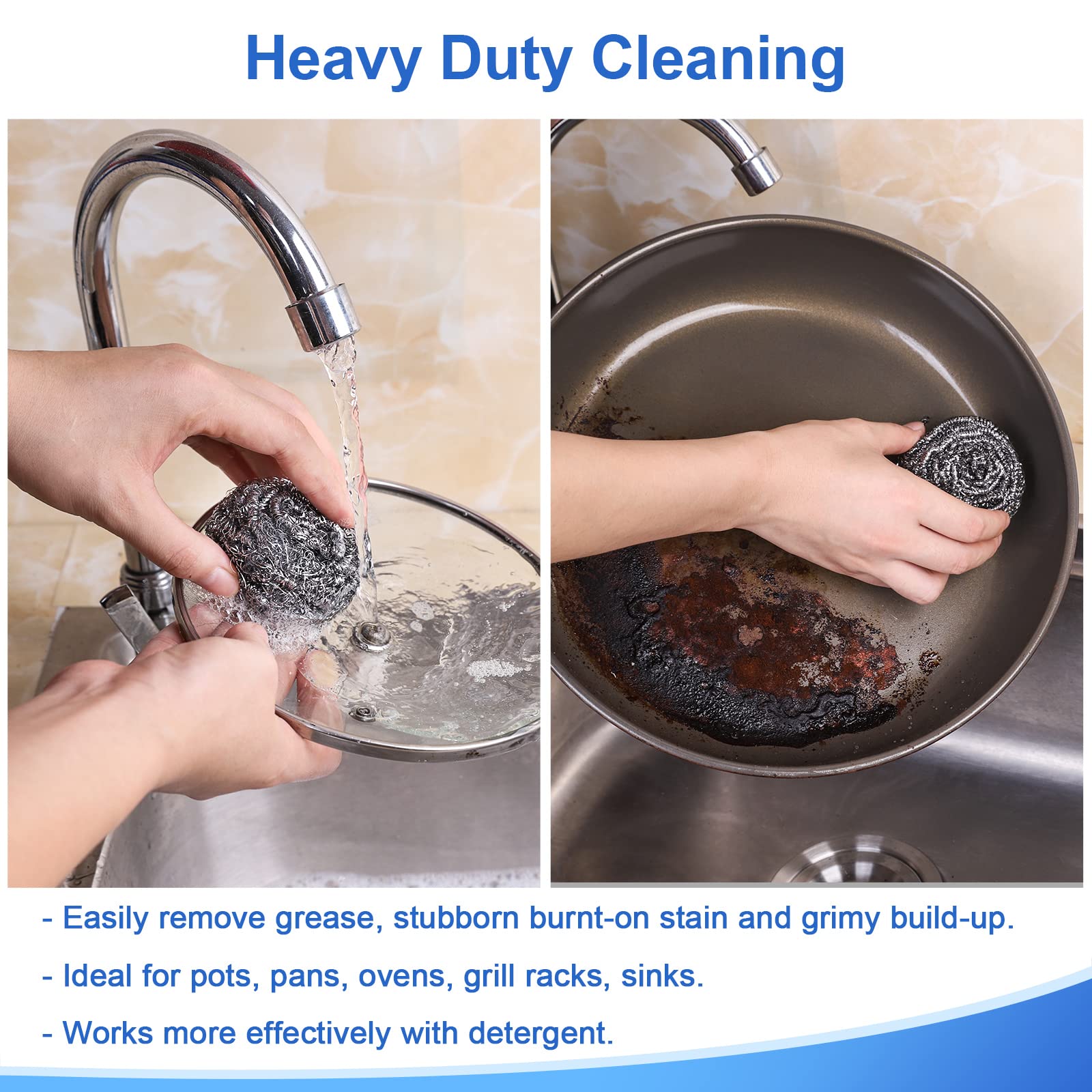 Steel Wool Scrubber for Burnt & Tough Crusts (12 Count)