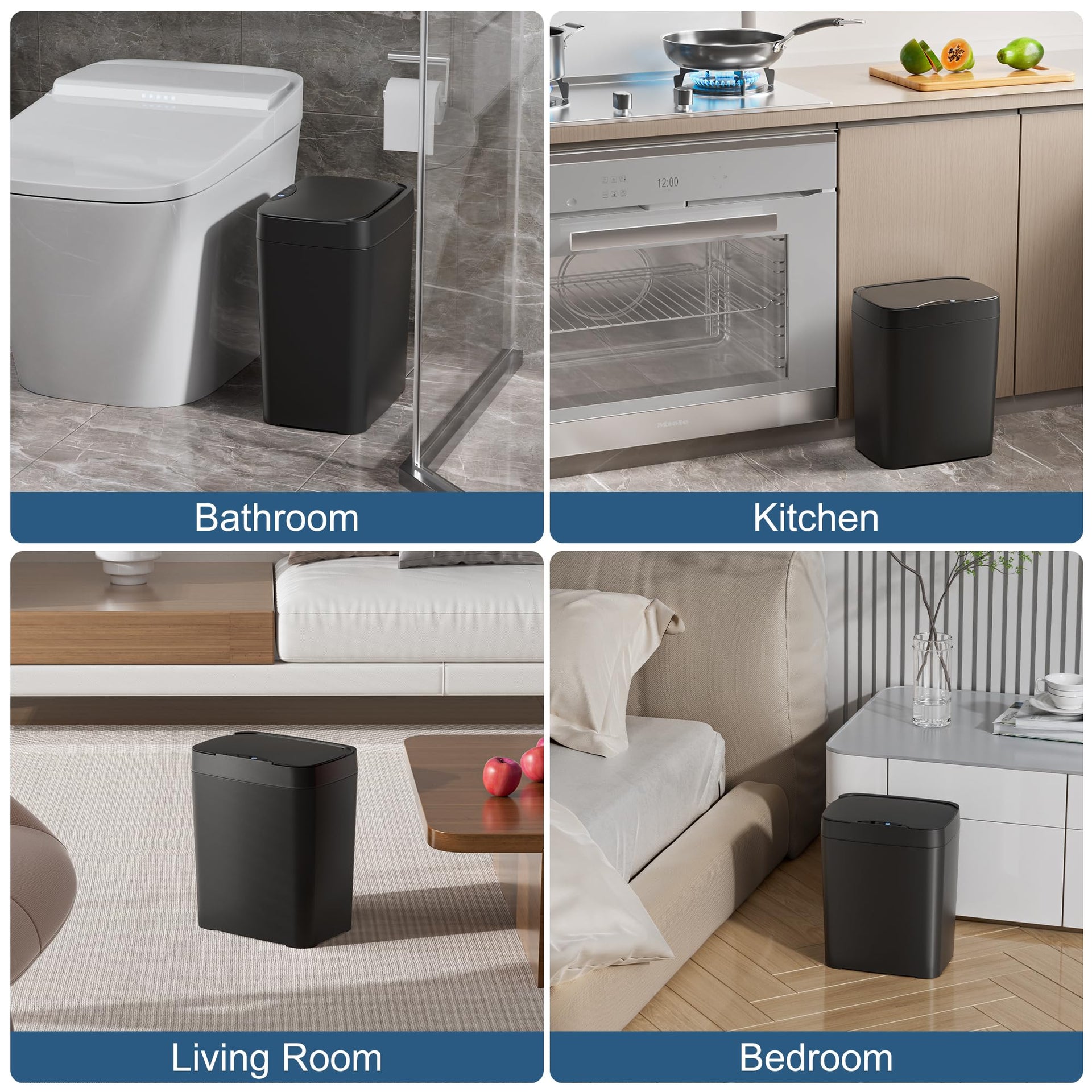 2 Pack 2.7 Gal Bathroom Trash Can with Lid (2 Count)