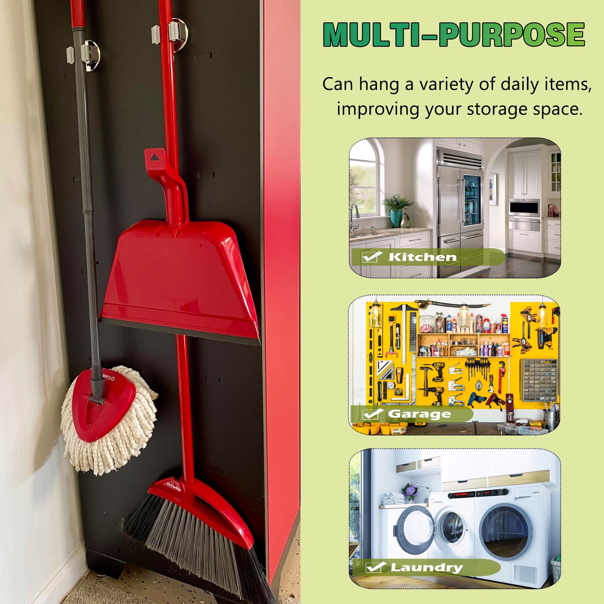 Magnetic Mop Broom Holder (2 Count)