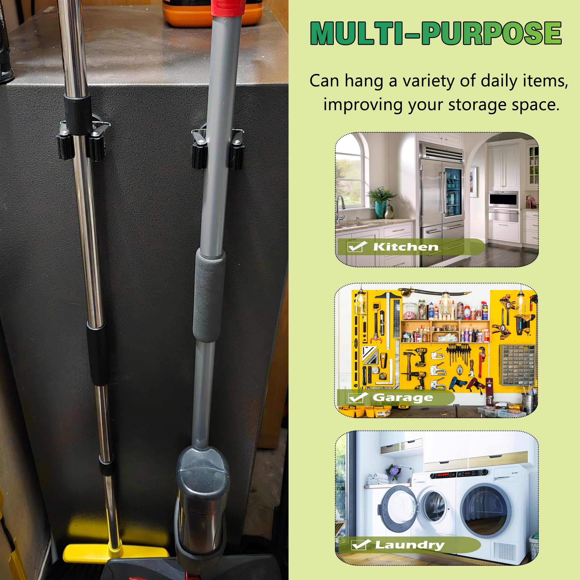 Magnetic Mop Broom Holder (2 Count)