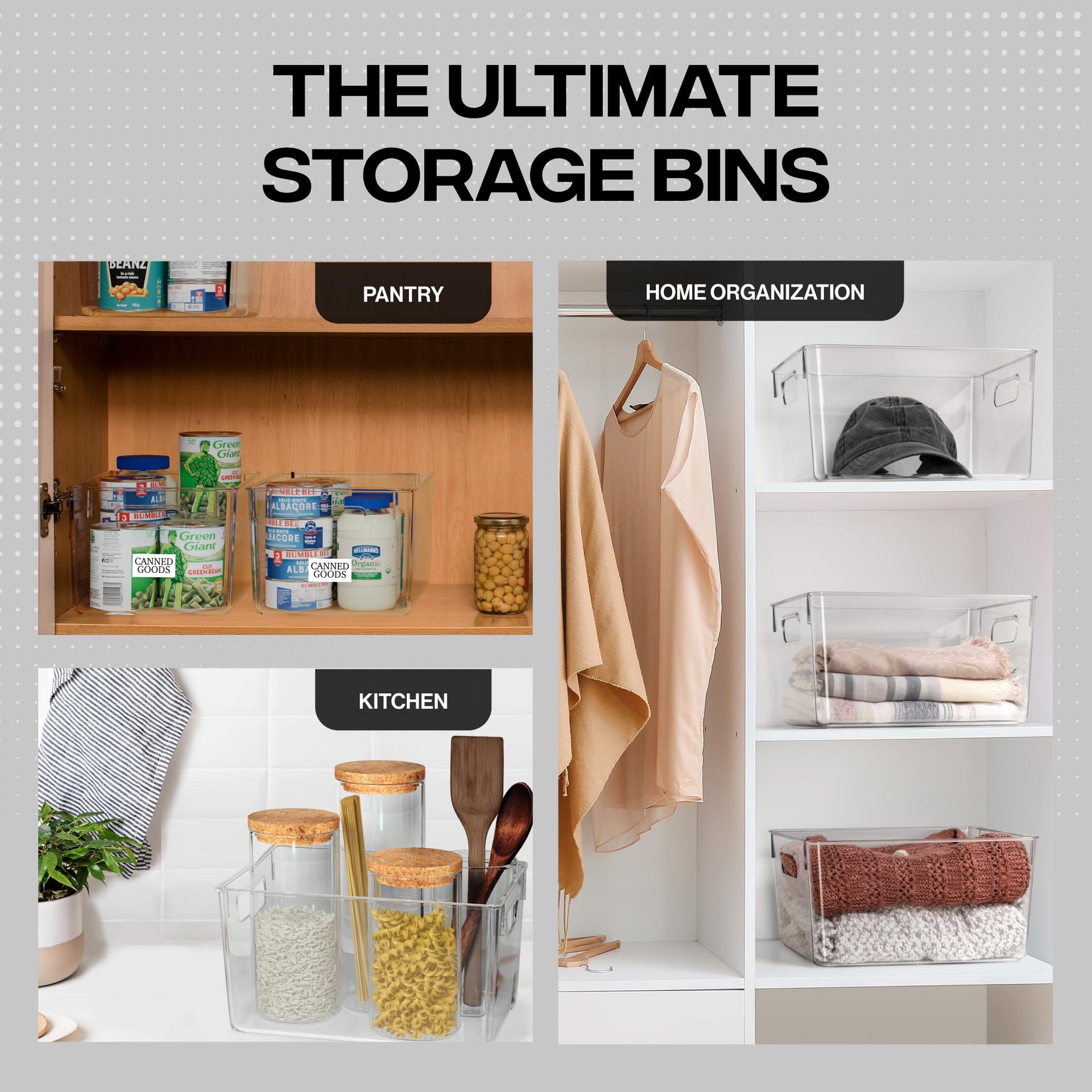Clear Plastic Storage Bins (4 Count)