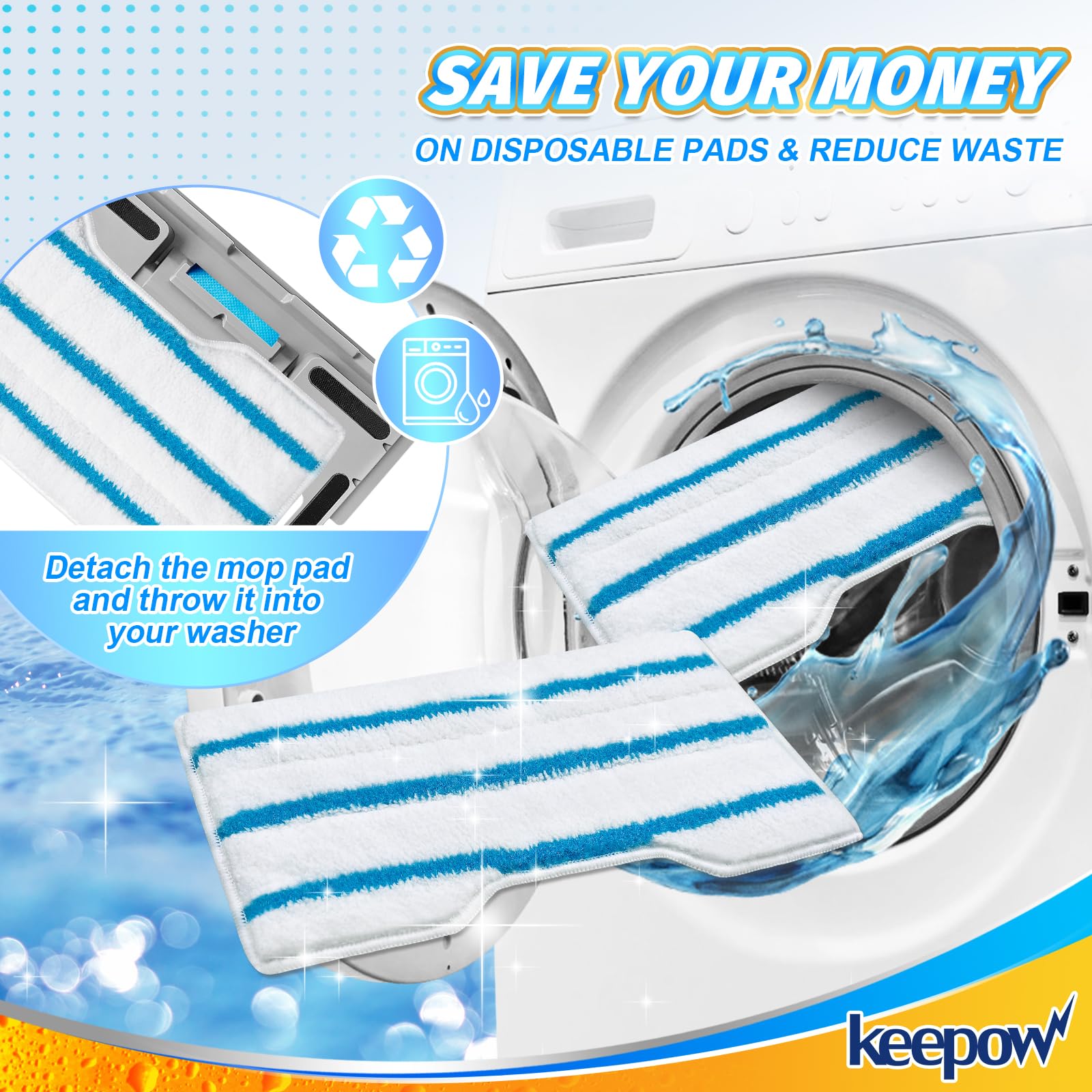 Reusable Mop Replacement Pads Compatible with Shark Vac Mop VM252