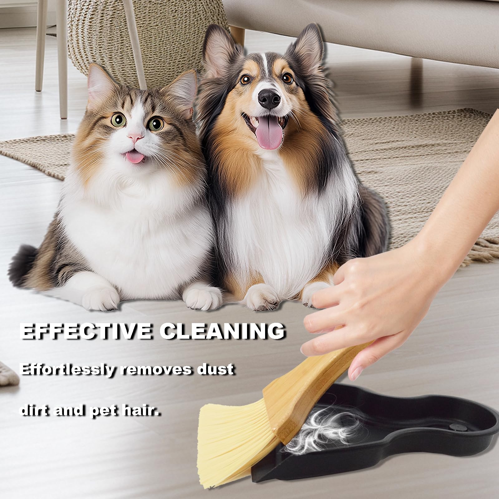 Mini Broom and Dustpan Set Portable Hand Broom with Bamboo Handle Small Crumb Sweeper for Home