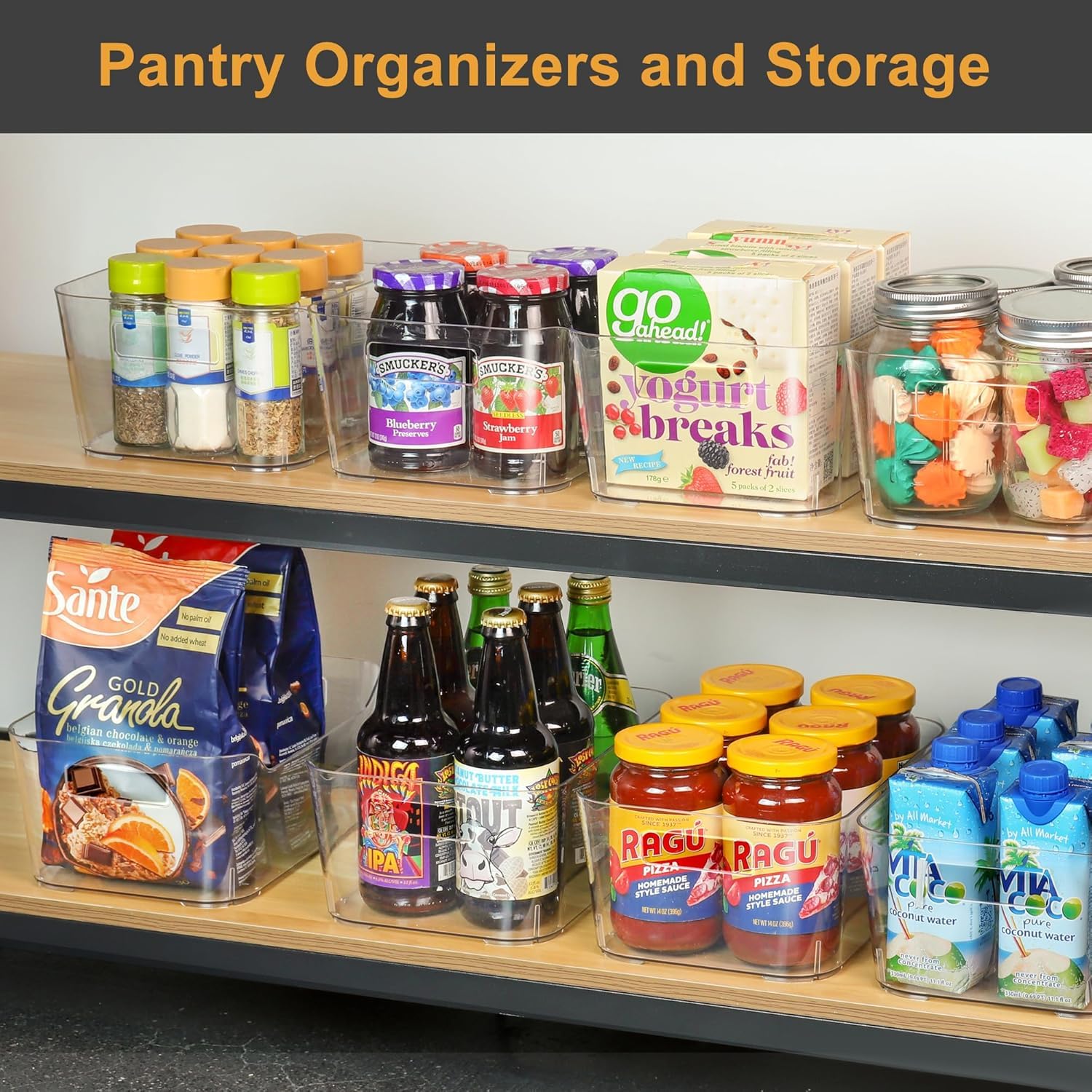 8 Pack Plastic Organizer Bins and 20 Pcs Freezer Bags Multi (8 Count)
