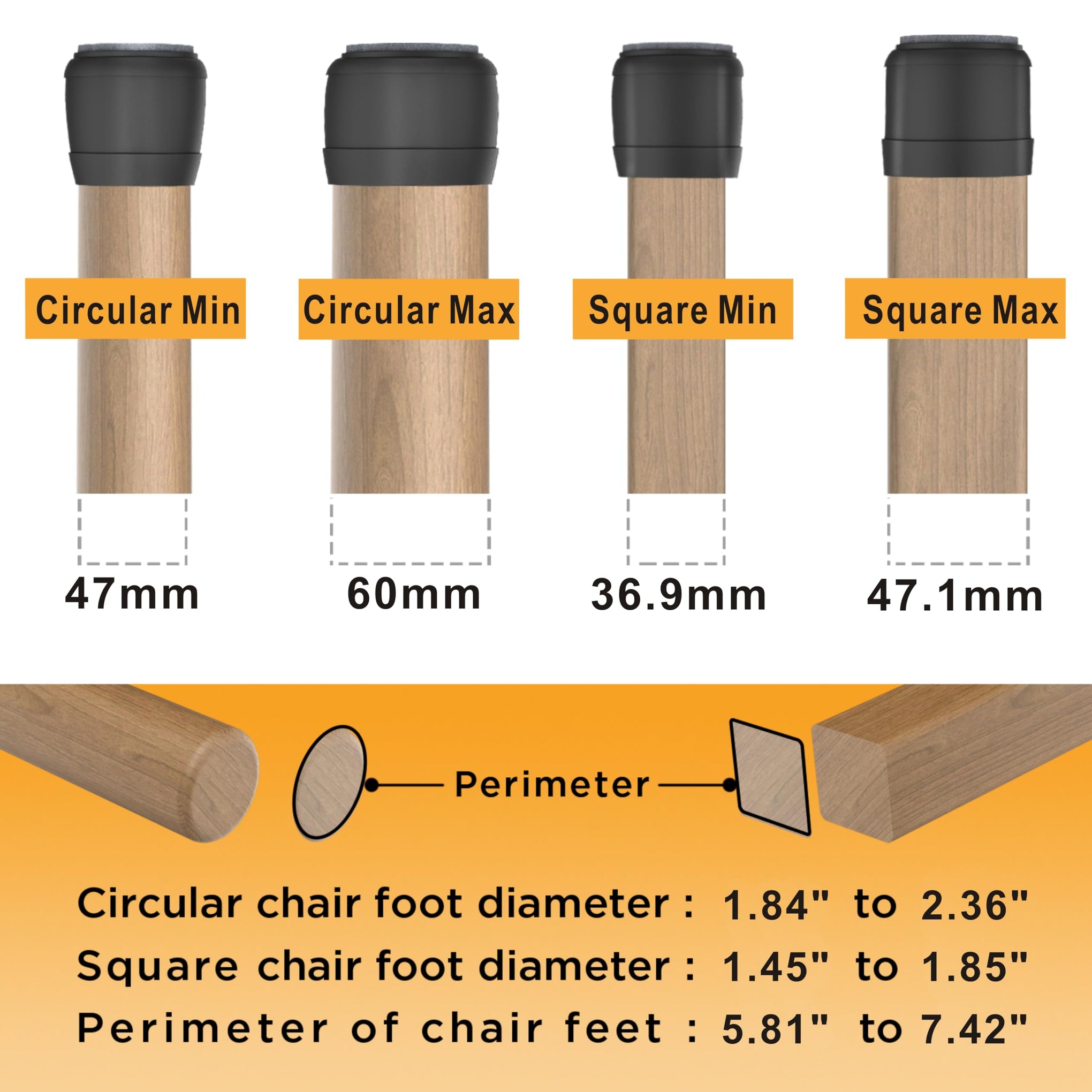 Extra Large Chair Leg Floor Protectors (16 Count)