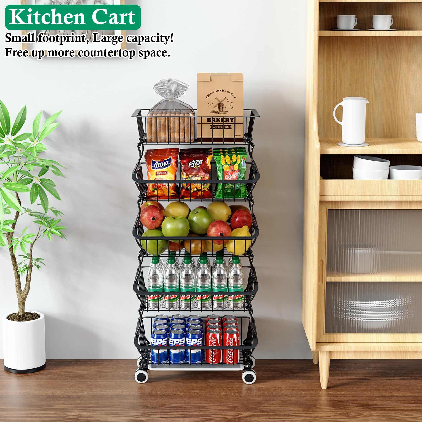 5 Tier Fruit Basket for Kitchen