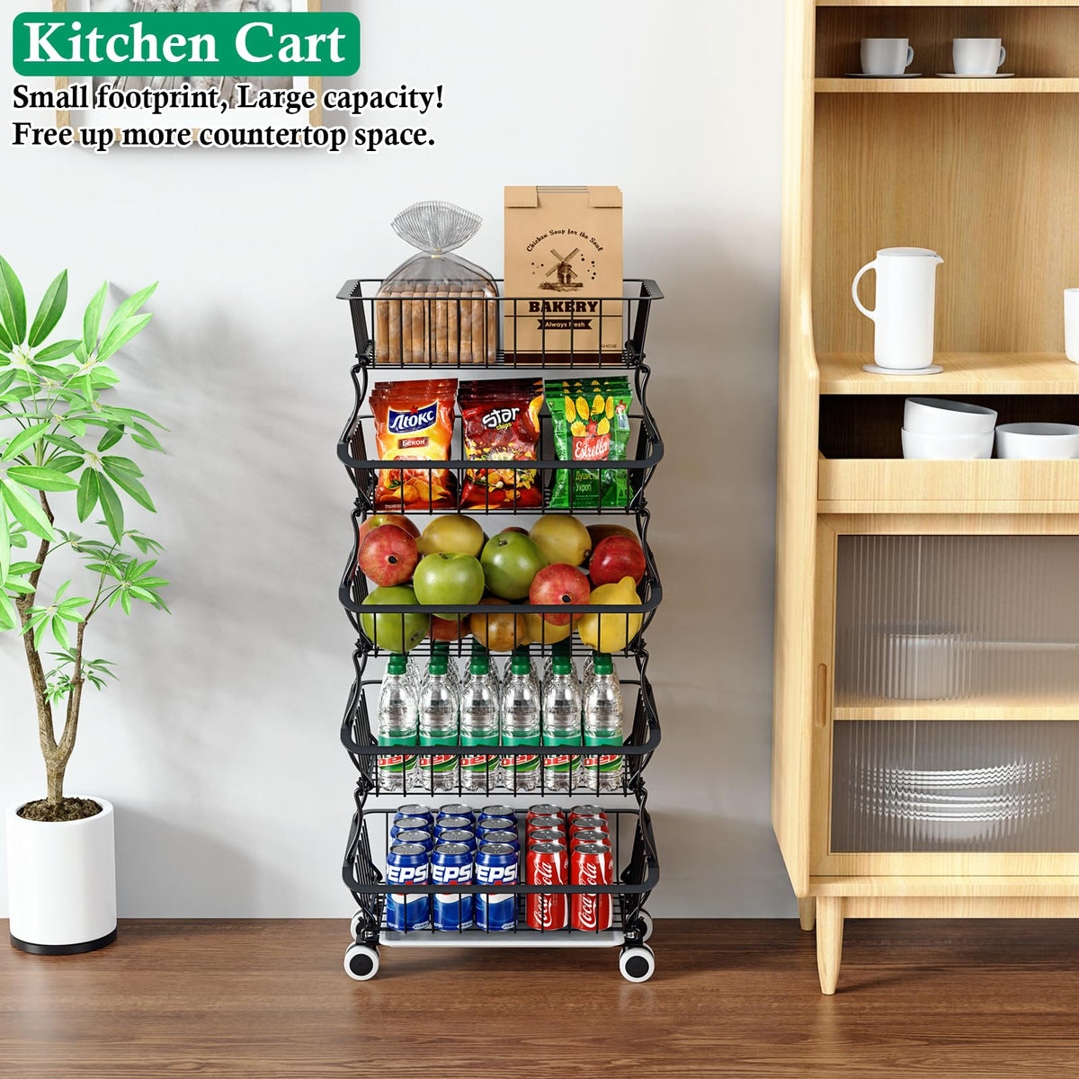5 Tier Fruit Basket for Kitchen