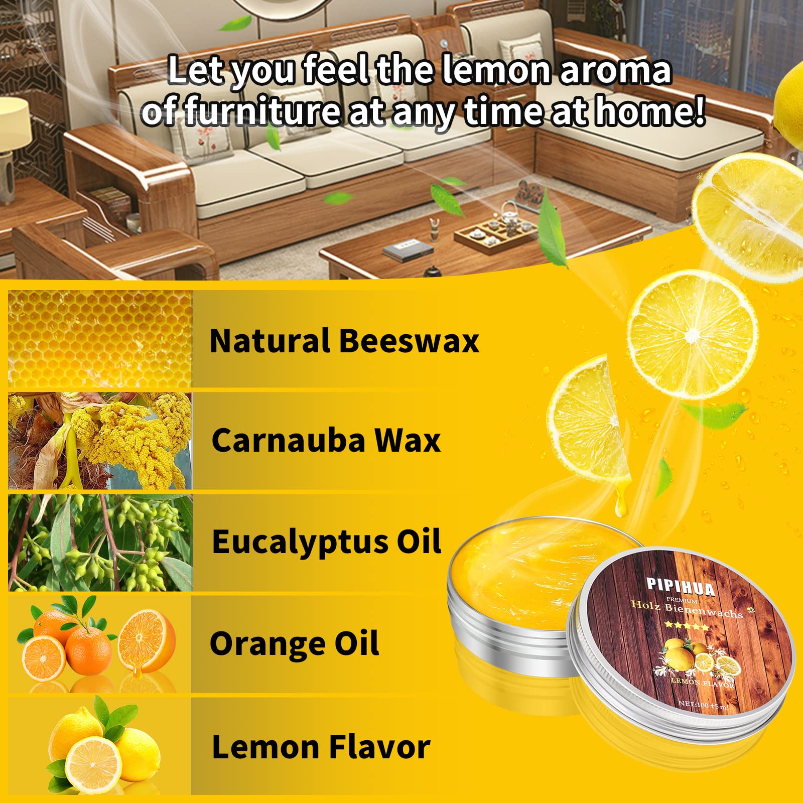 Beeswax Polish and Conditioner for Wood Furniture (3.53 Ounce)