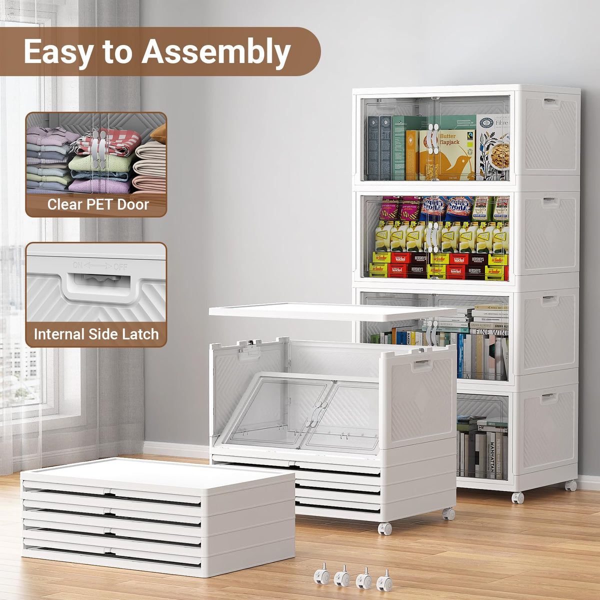480QT Large Stackable Storage Bins with Clear Doors (3 Count)
