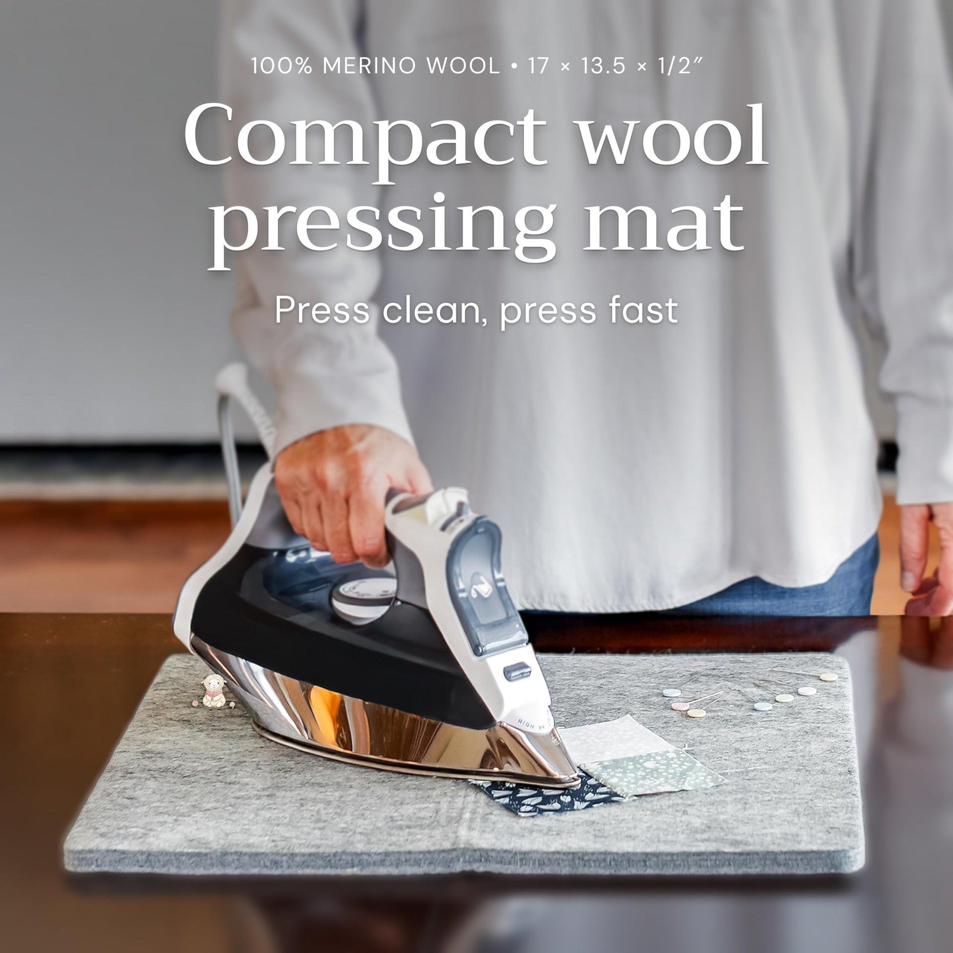 Merino Wool Pressing Mat for Quilting 17" x 13.5" 100% Merino Wool Pressing Mat for Quilting and Ironing