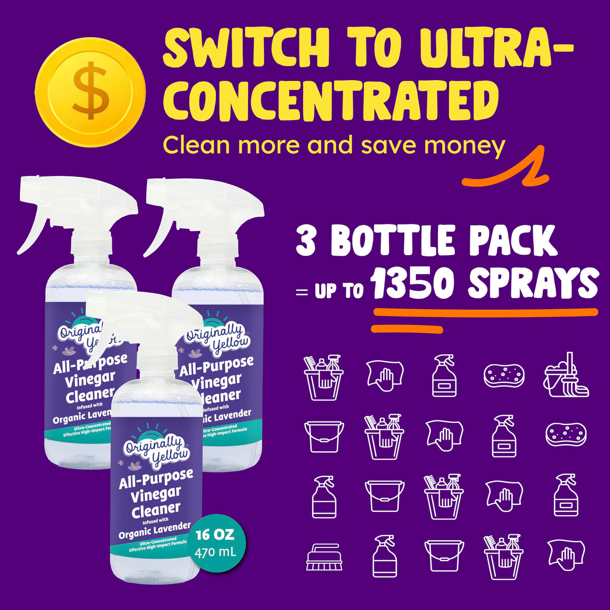 Lavender distilled white vinegar for cleaning purpose Spray (48 Fl Oz)
