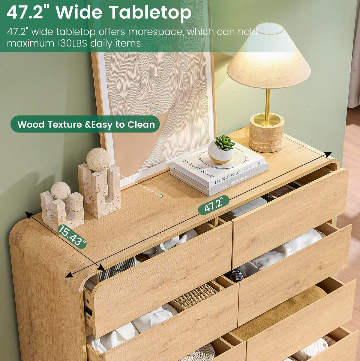 Natural Dresser with 8 Drawers