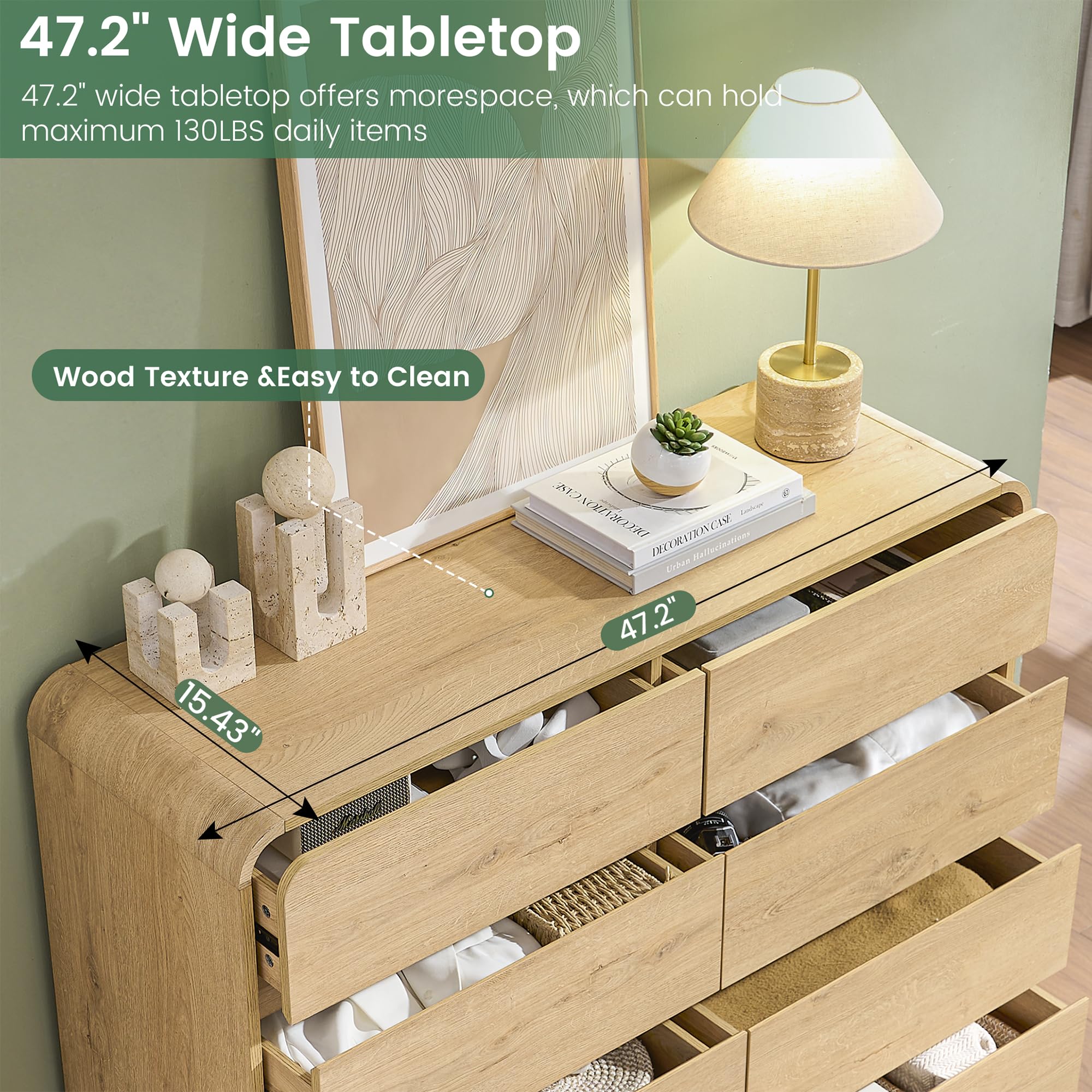 Natural Dresser with 8 Drawers