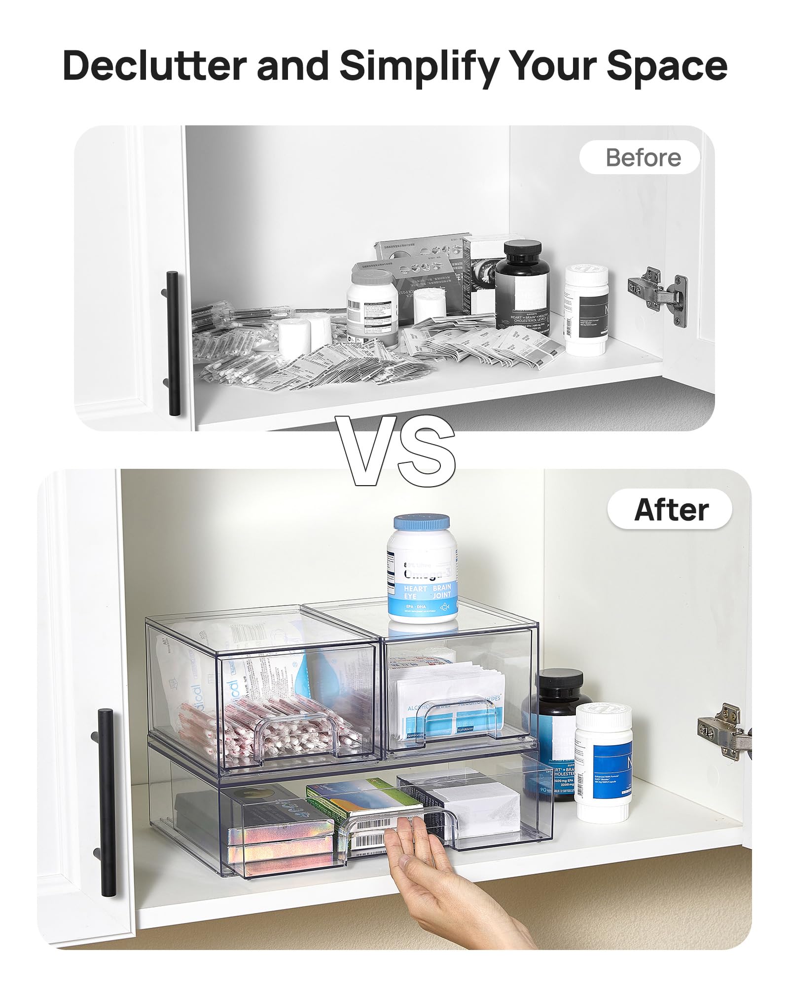 Clear Stackable Storage Drawers Set of 4 (4 Count)