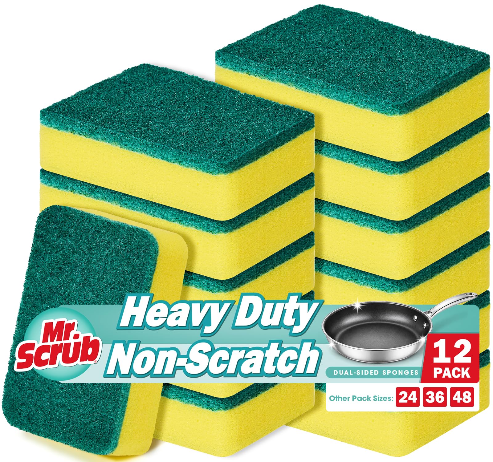 Sponges Kitchen Scrub Dish Sponge Scouring Pad (12 Count)