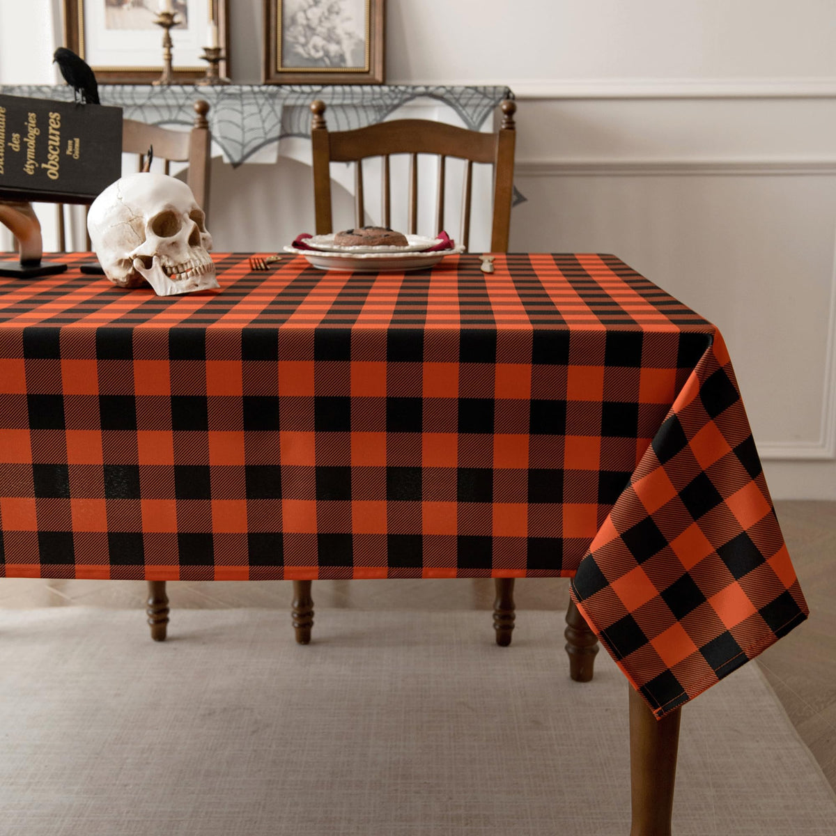 Orange Gingham Tablecloth Fabric