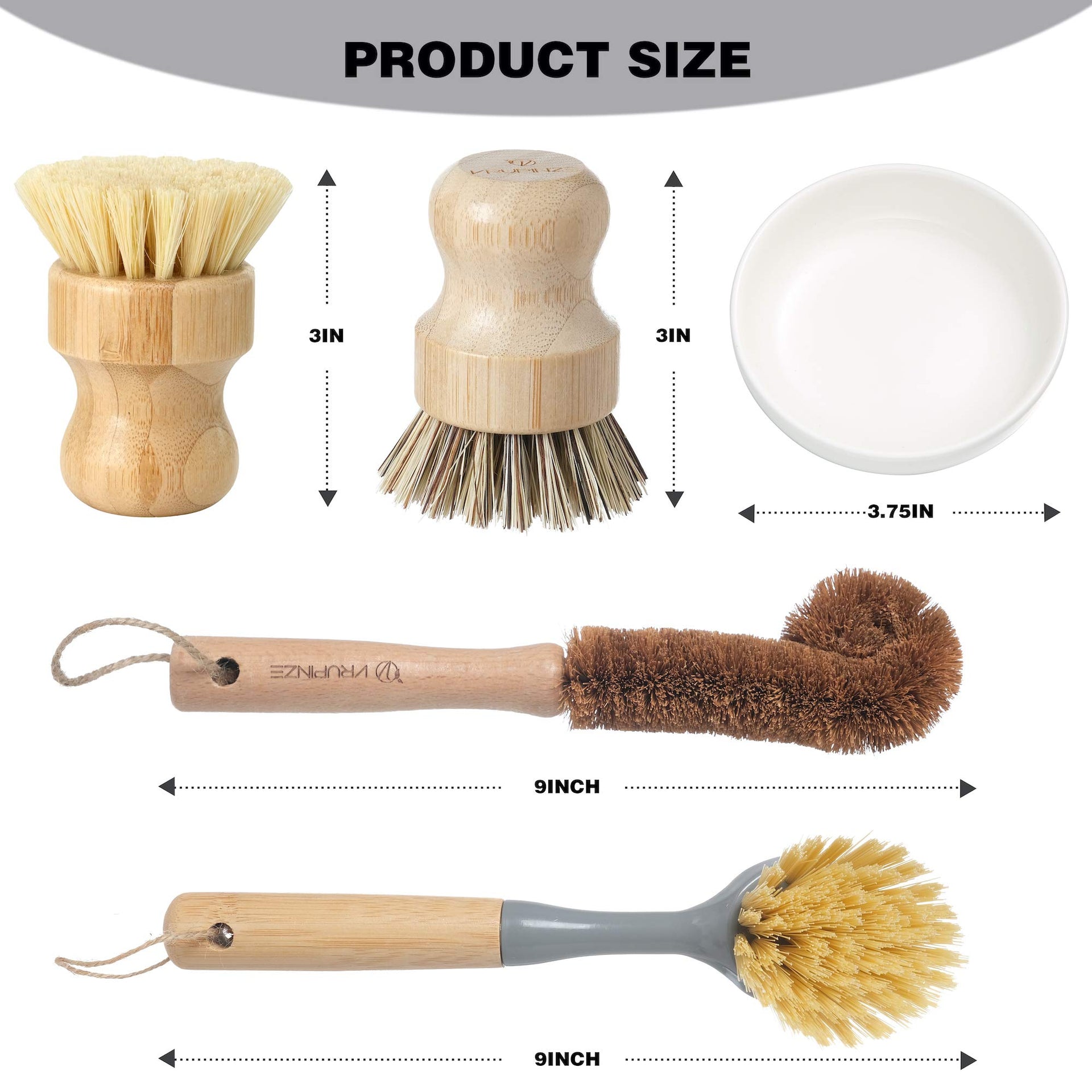 Natural Bamboo Dish Brush Bottle Scrub Brush 4