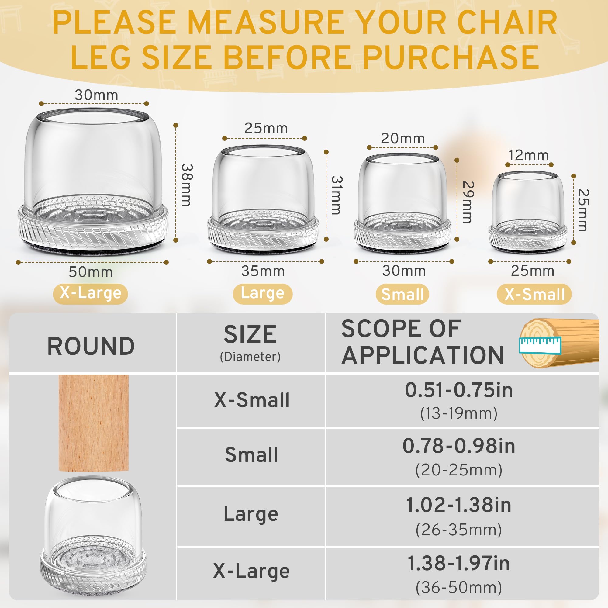 24PCS Extra Small Chair Leg Floor Protectors (24 Count)