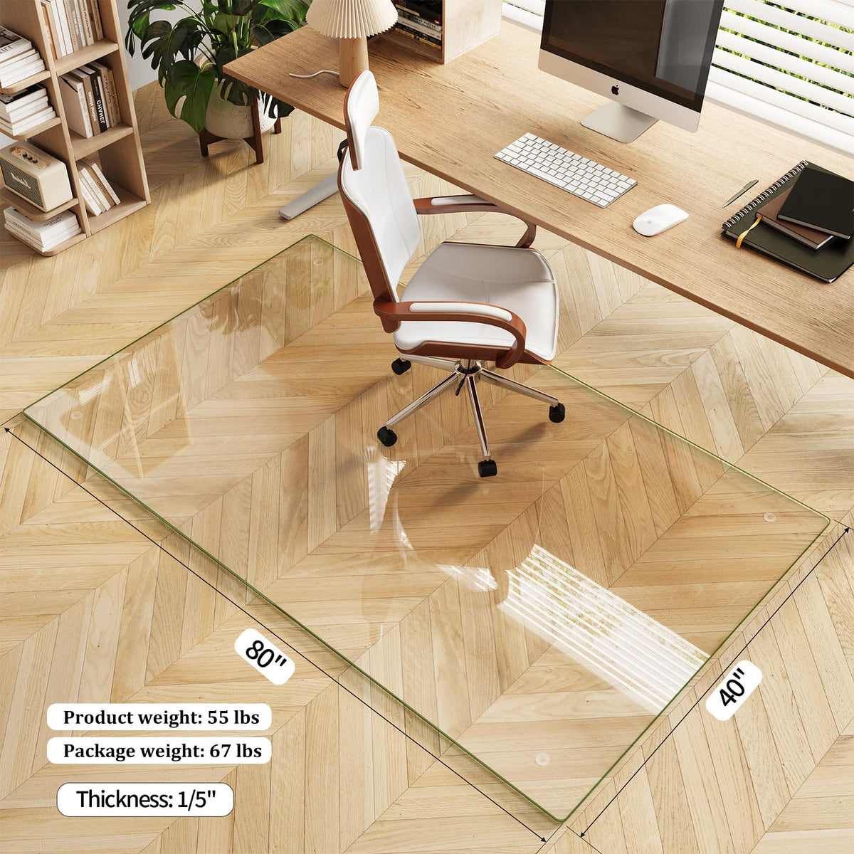 40" x 80" Office Chair Mat for Hardwood Floors & Carpets