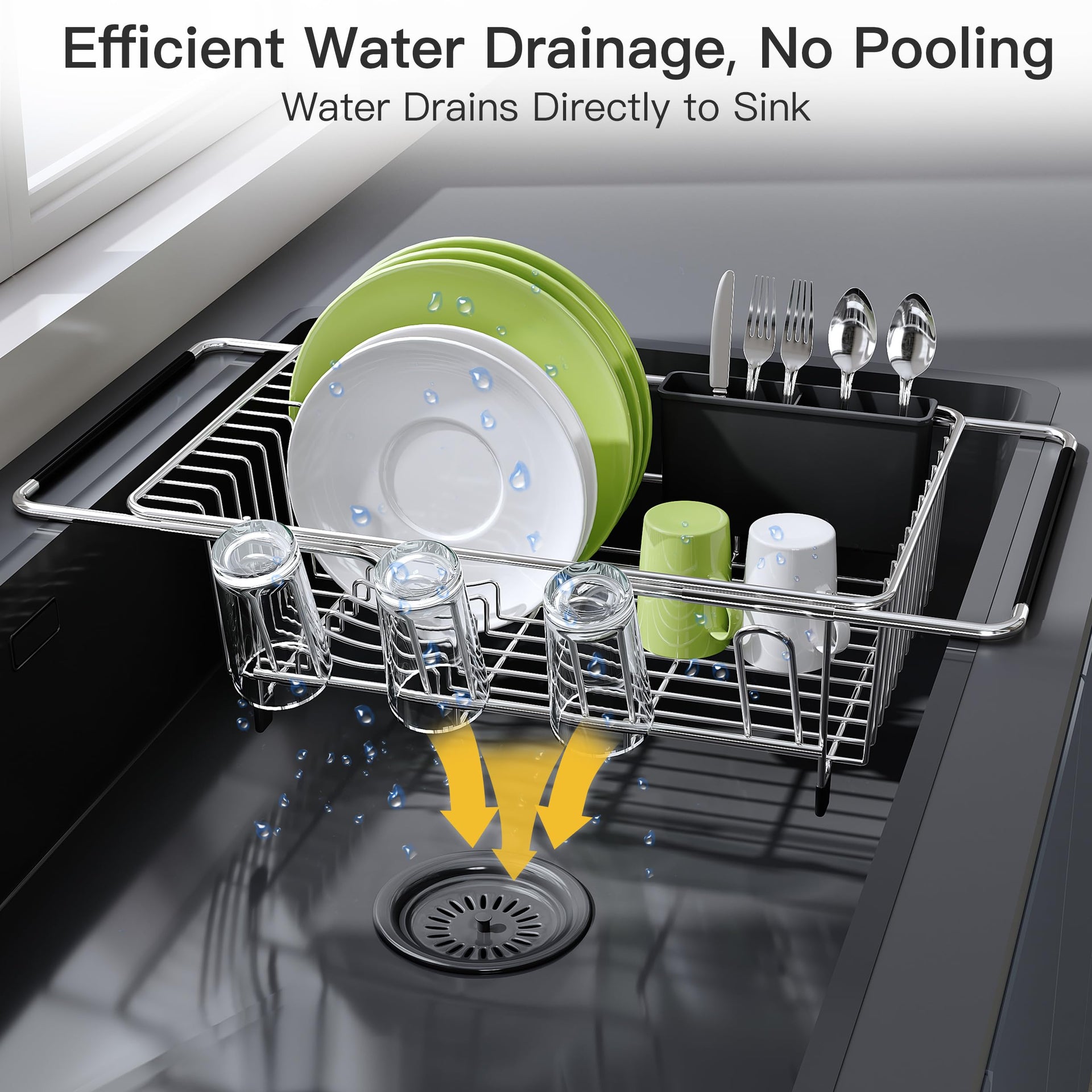 in Sink Dish Drying Rack with Mat