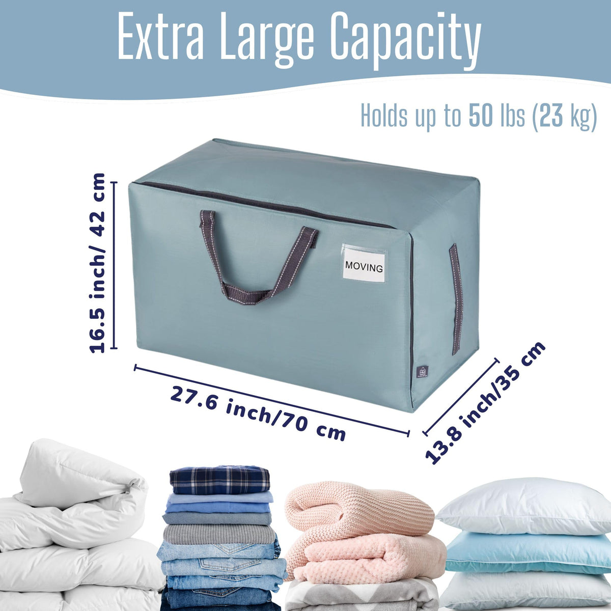 4 Pack Extra Large Heavy Duty Moving Bags with Wide Opening & Reinforced Handles (4 Count)