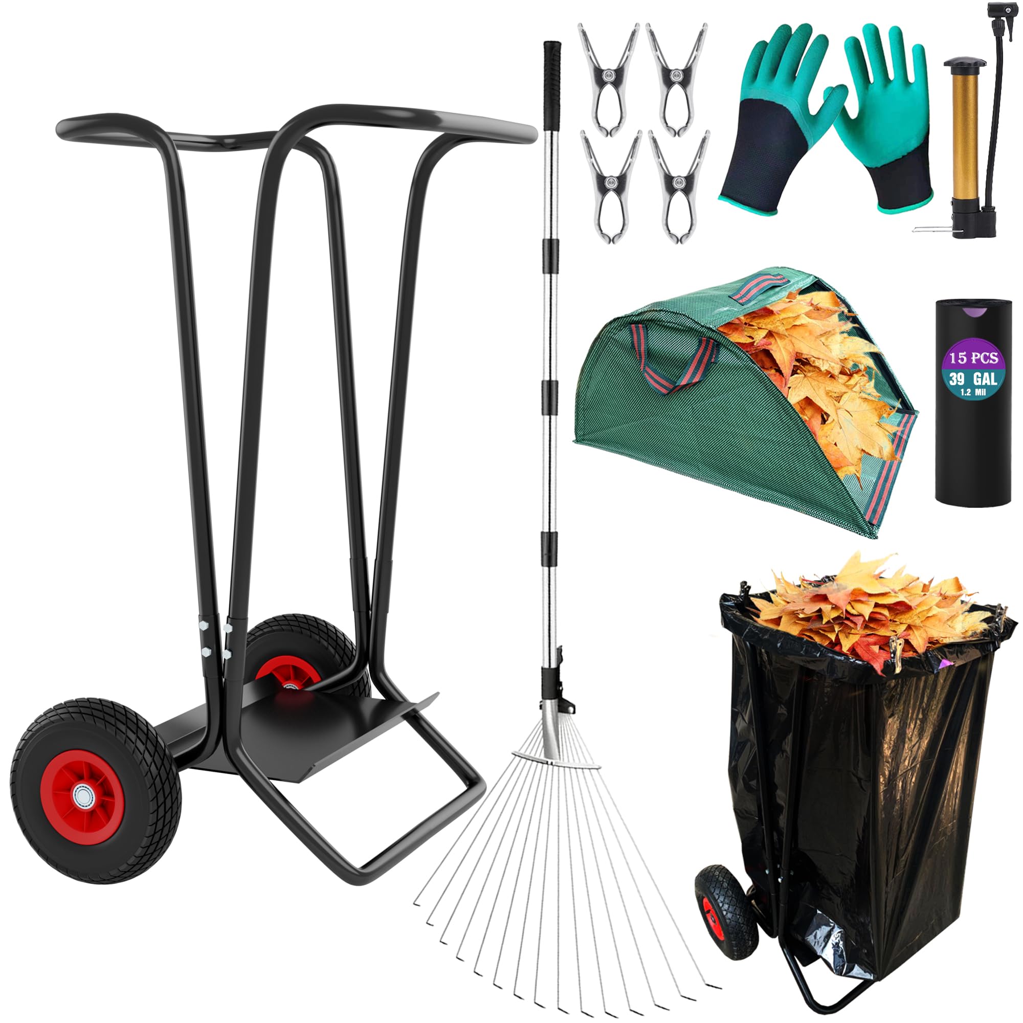 Mobile Trash Bag Holder Outdoor Lawn Leaf Bag Holder