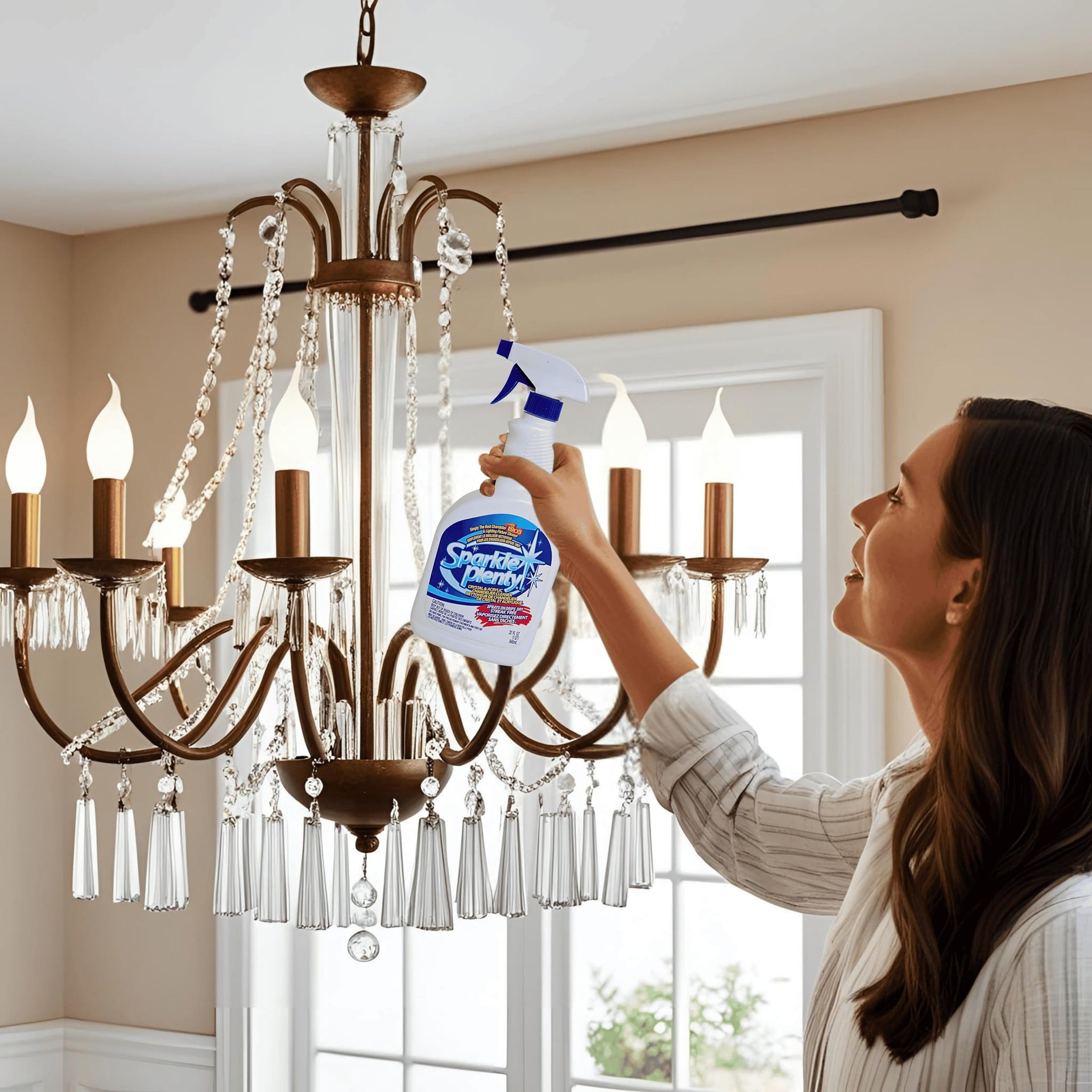 Sparkle Plenty Chandelier Cleaner Drip Dry Spray No Wipe for Dust (32 Fl Oz)