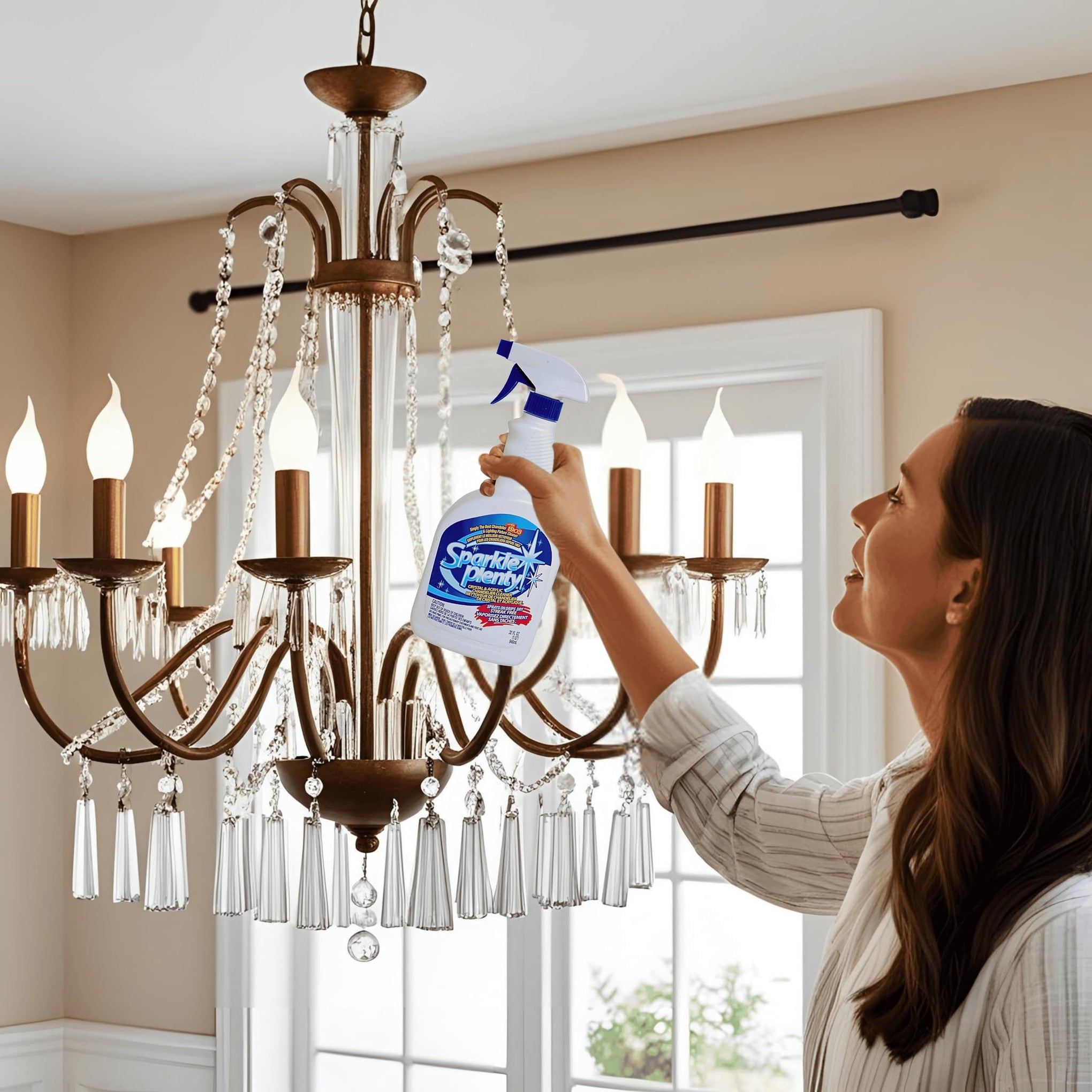 Sparkle Plenty Chandelier Cleaner Drip Dry Spray No Wipe for Dust (32 Fl Oz)