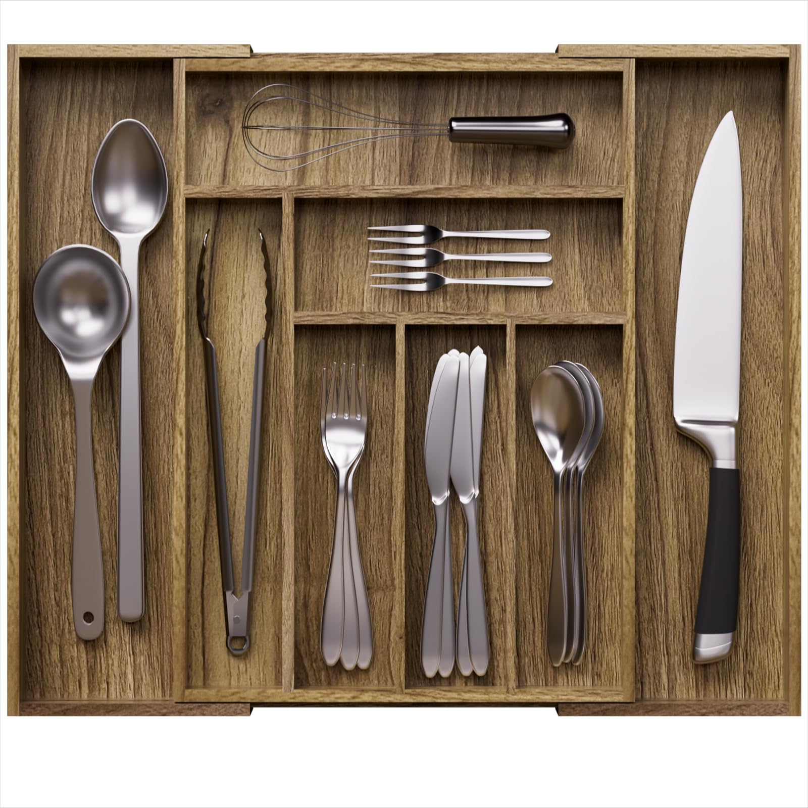 Acacia Wood Kitchen Silverware Drawer Organizer (50.72 Ounce)