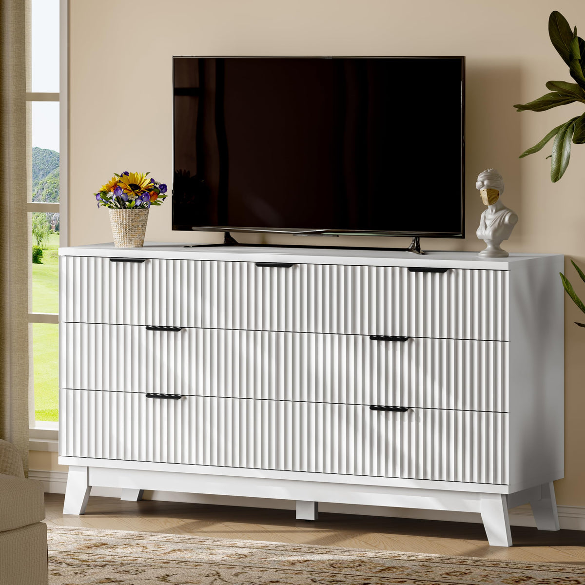 Fluted Dresser with 7 Drawers
