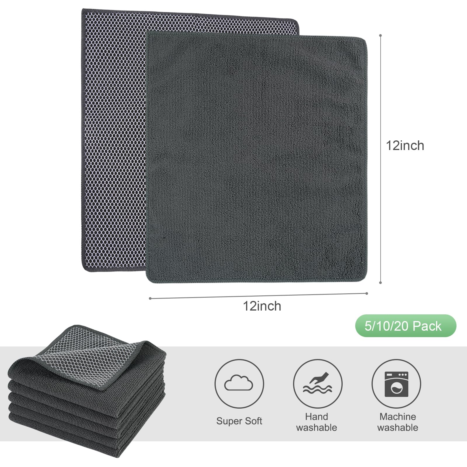 Dish Cloth for Washing Dishes Kitchen Washcloth Cleaning Cloth (20 Count)
