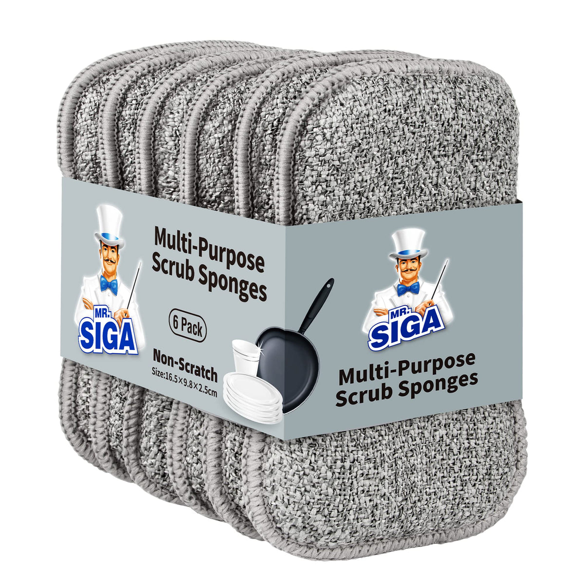 Dual Sided Scrub Sponges (6 Count)