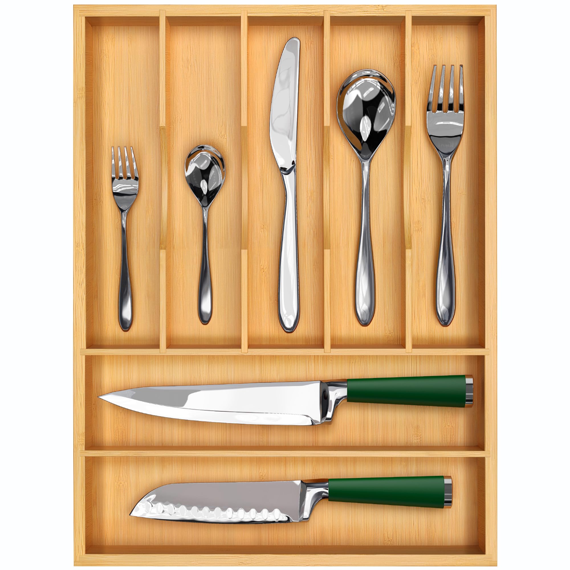 Luxury Bamboo Utensil Rack and Silverware Organizer