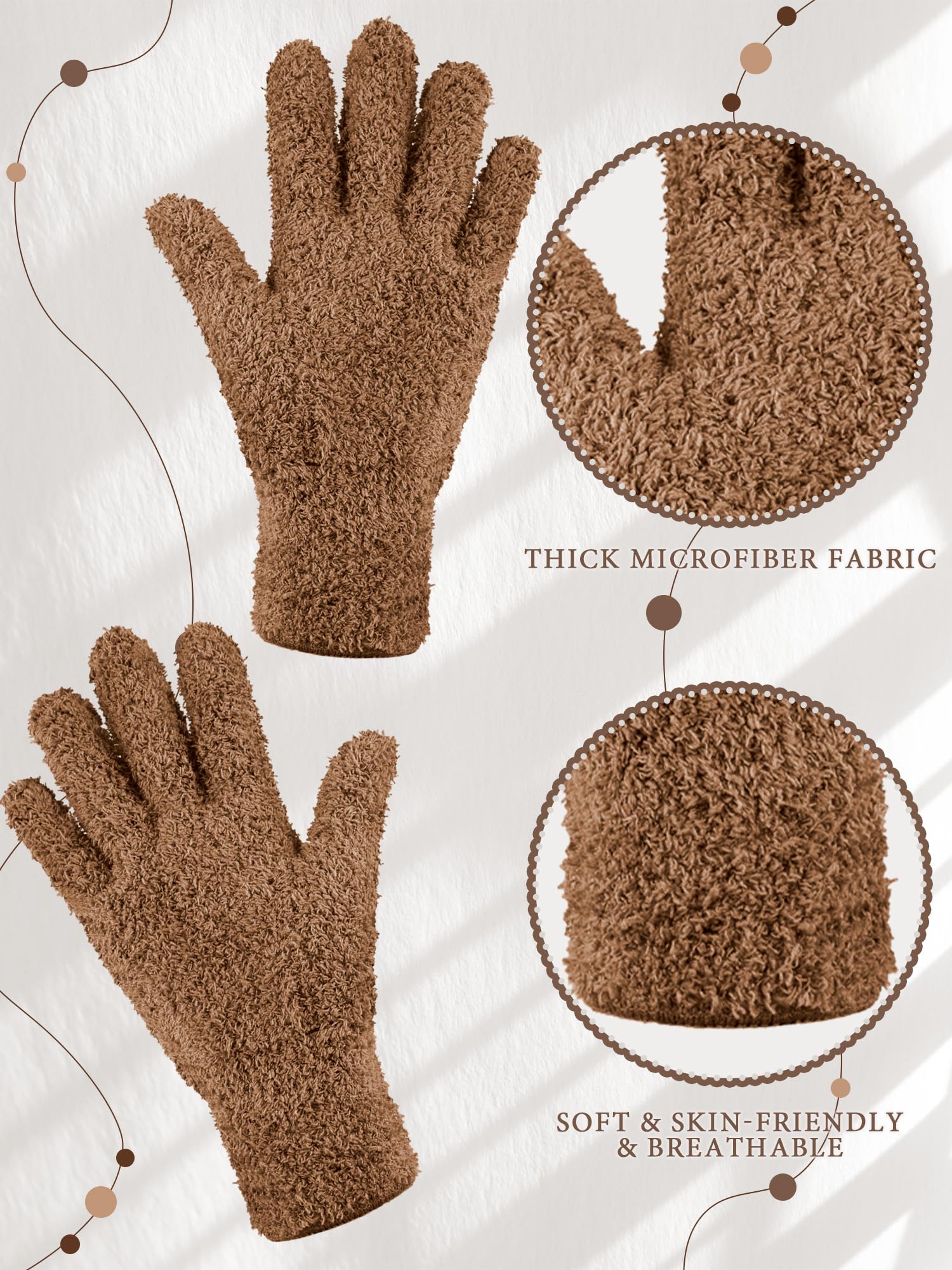 3 Pairs Microfiber Dusting Gloves for Plants Leaf