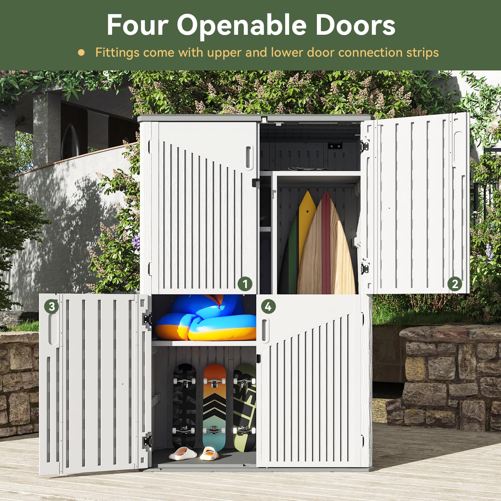 64 Cu.Ft Resin Outdoor Storage Shed with 2 Shelves & Floor