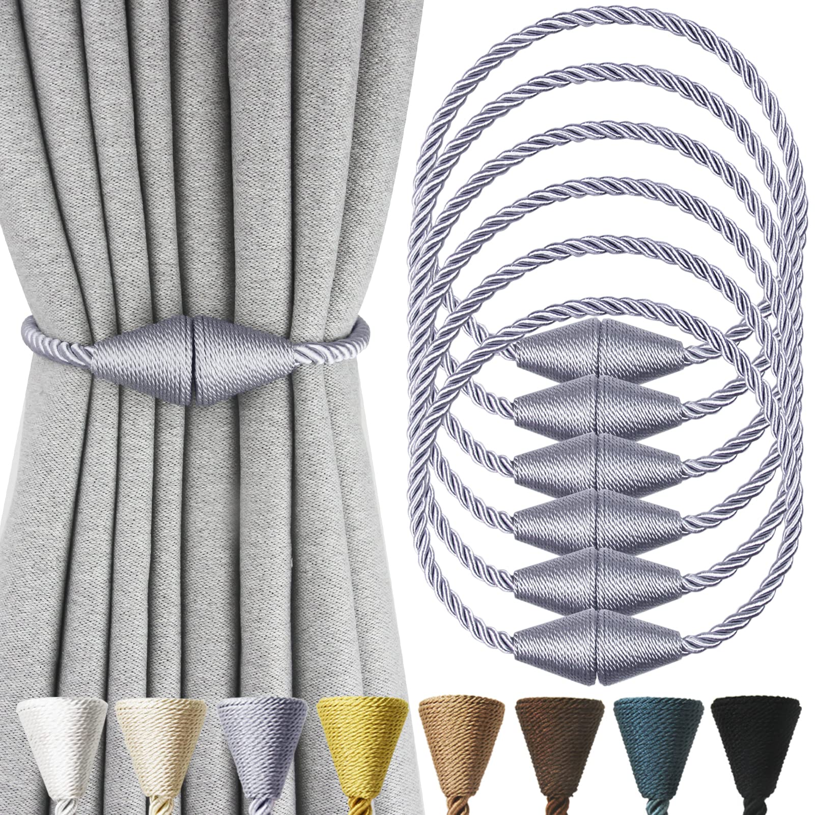 Magnetic Curtain Tiebacks Rope Decorative Holdbacks for Drapes Nieffeiy
